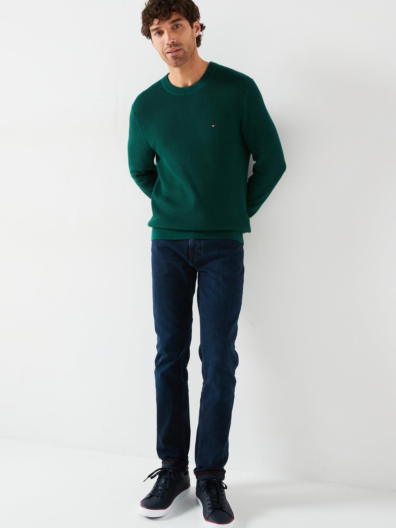 tommy-hilfiger-structure-textured-crew-neck-knitted-jumper-dark-greenback