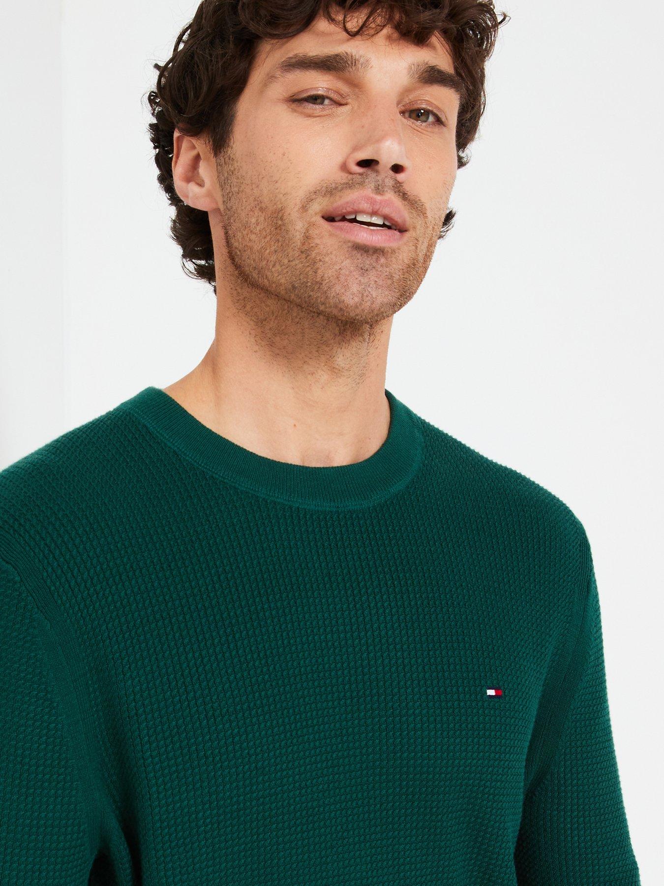 tommy-hilfiger-structure-textured-crew-neck-knitted-jumper-dark-greenoutfit