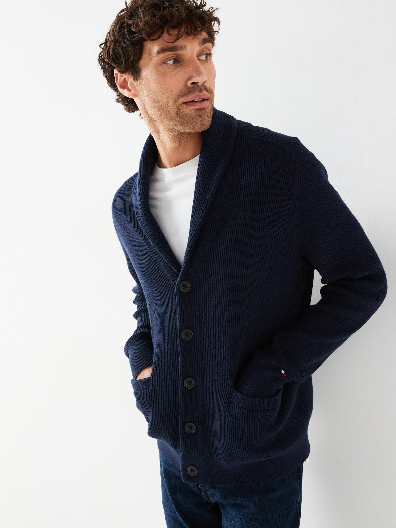 Tommy Hilfiger Rib Shawl Collar Knitted Cardigan Navy