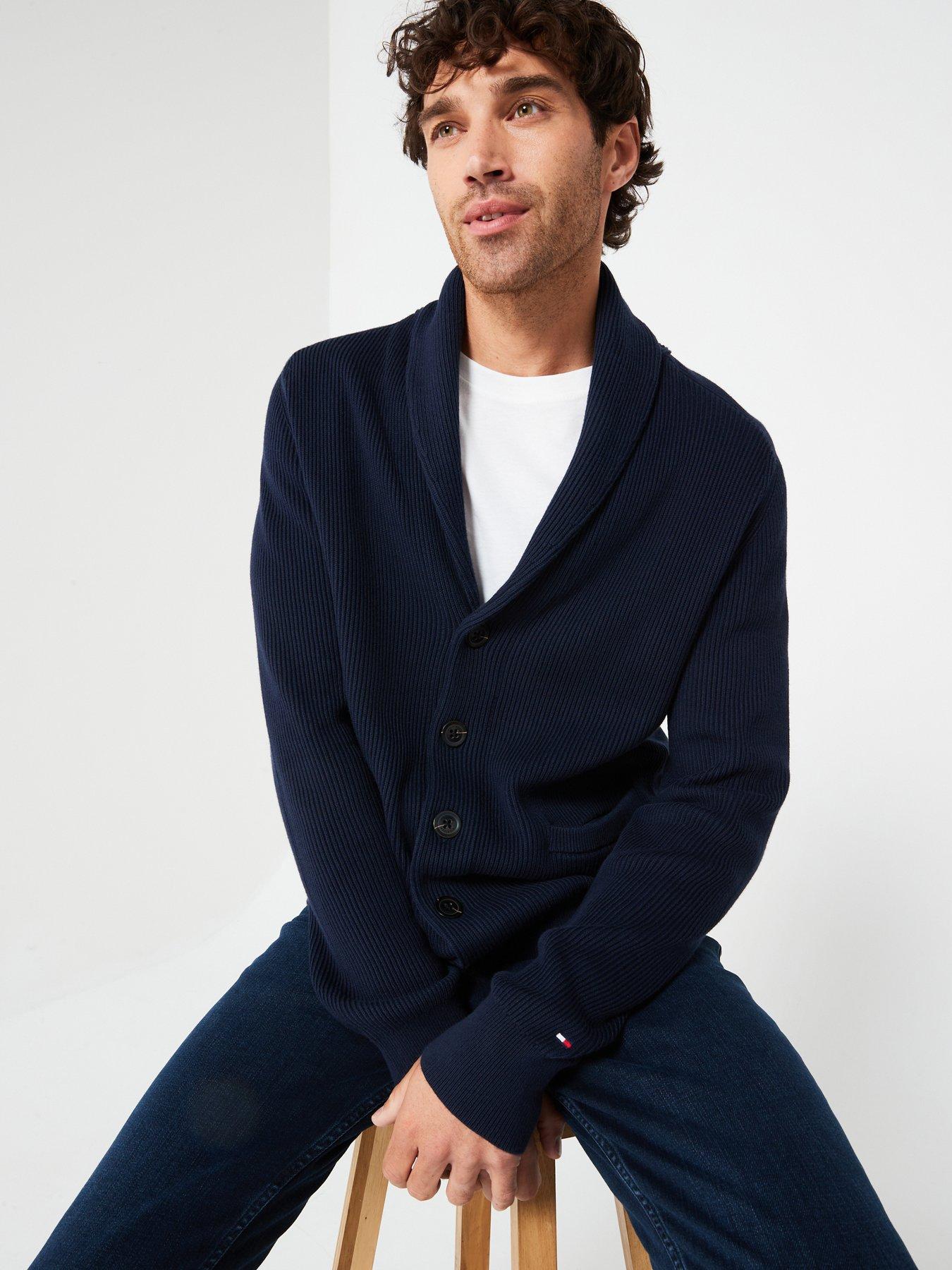 tommy-hilfiger-tommy-hilfiger-rib-shawl-collar-knitted-cardigan-navydetail