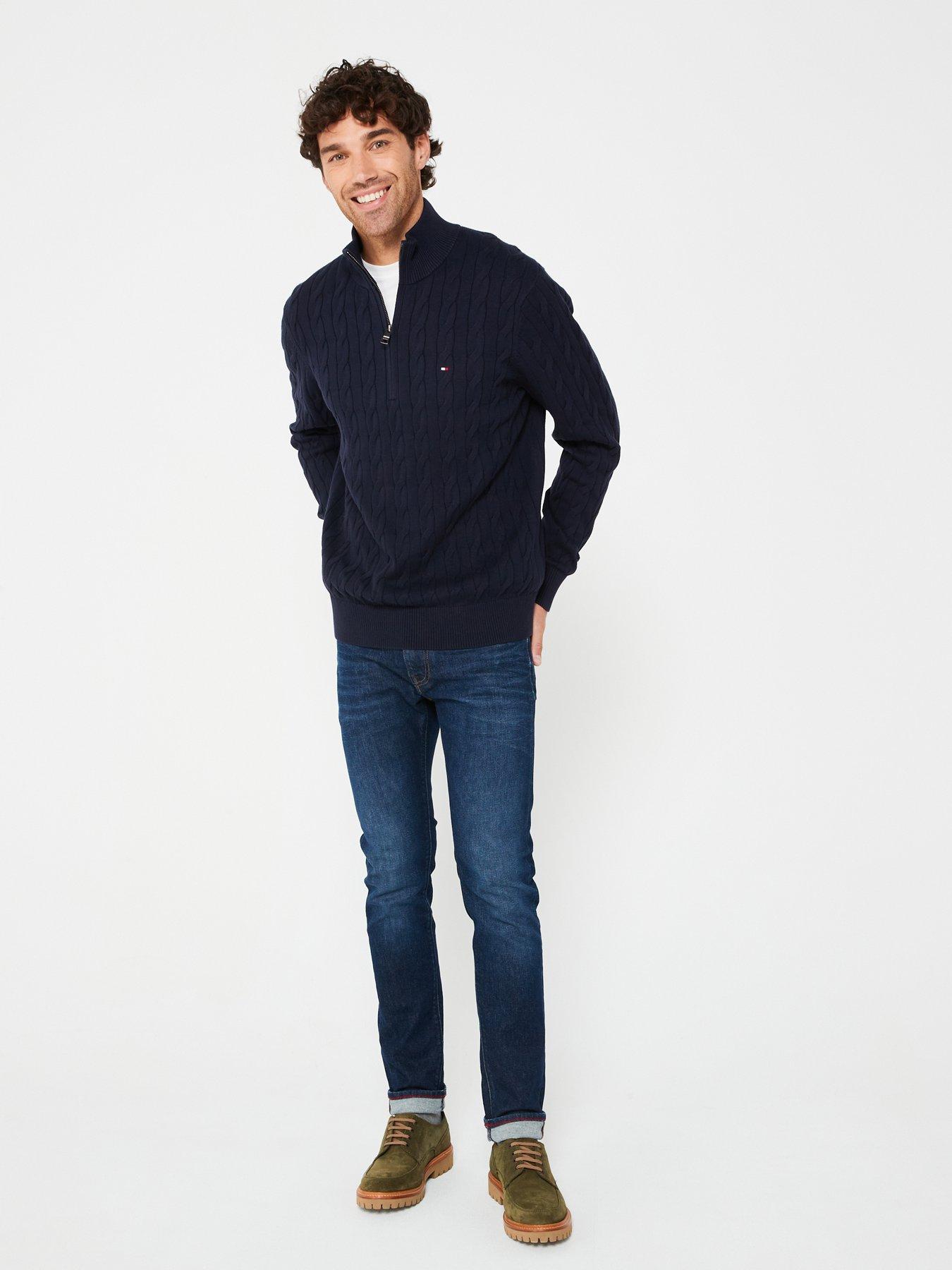 tommy-hilfiger-tommy-hilfiger-classic-cotton-cable-14-zip-mock-knitted-jumper-navyback