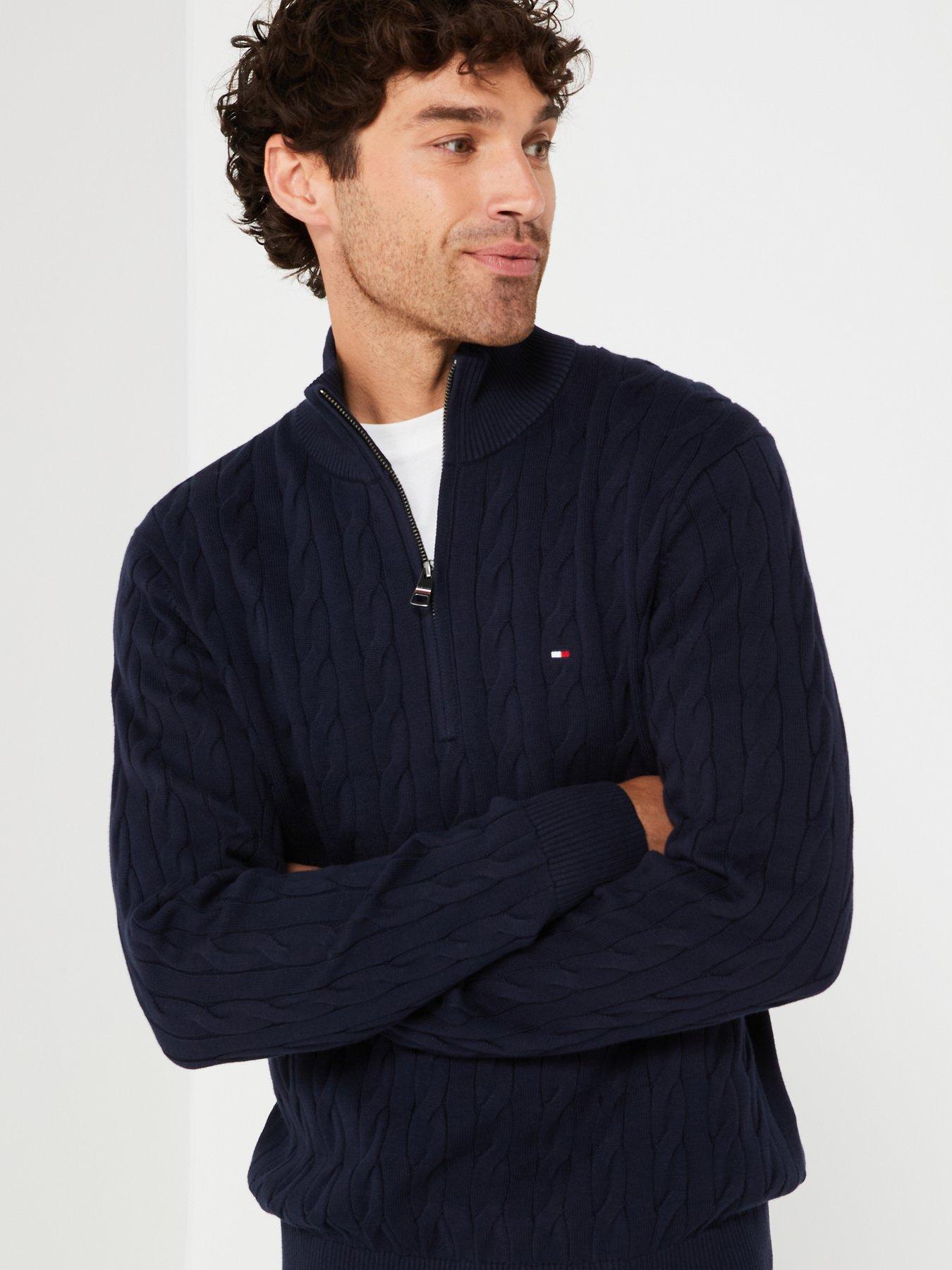 tommy-hilfiger-tommy-hilfiger-classic-cotton-cable-14-zip-mock-knitted-jumper-navyoutfit