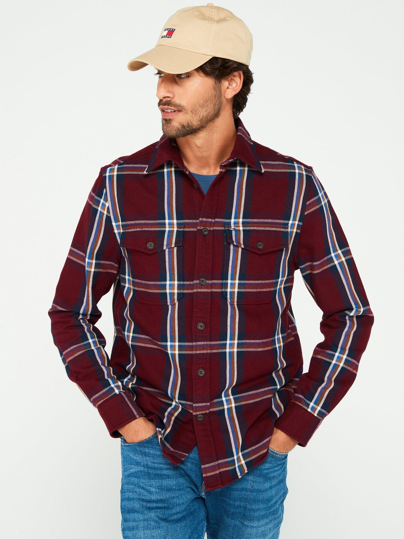 tommy-hilfiger-tommy-hilfiger-regular-fit-heavy-brushed-check-shirt-dark-red