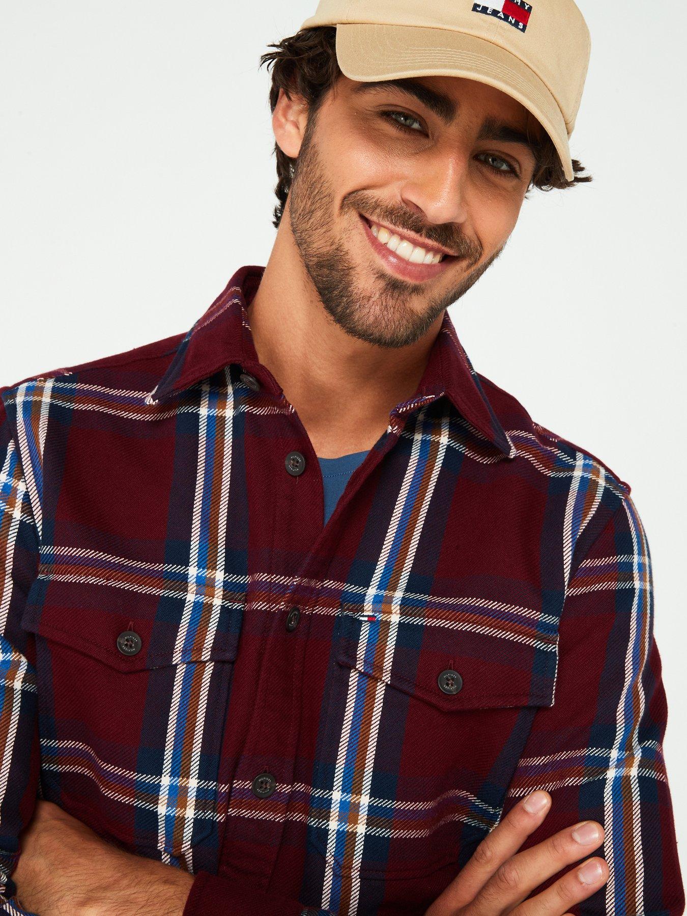 tommy-hilfiger-tommy-hilfiger-regular-fit-heavy-brushed-check-shirt-dark-redoutfit