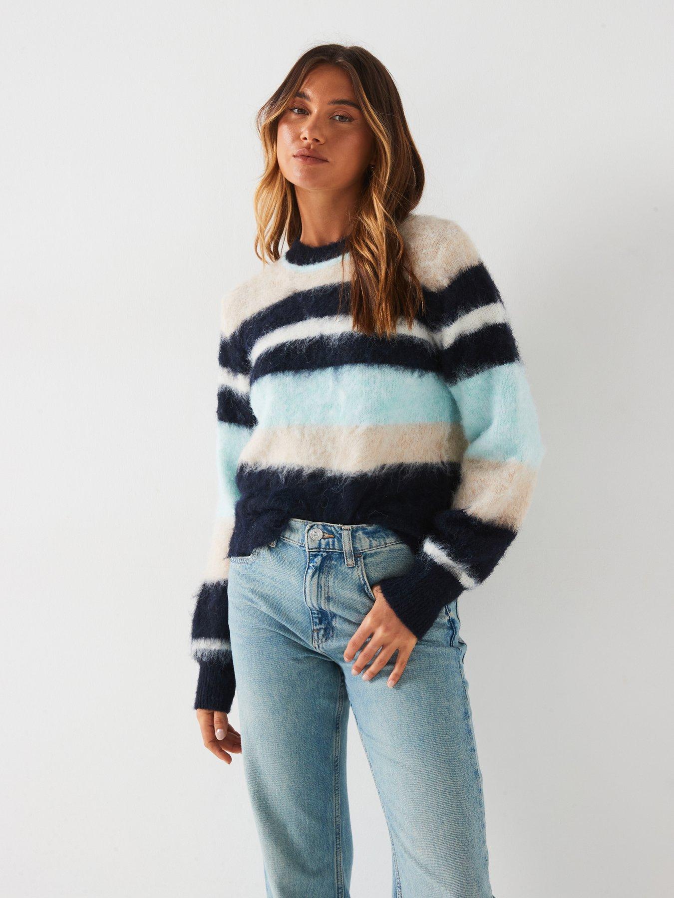 v-by-very-crew-neck-fluffy-longline-stripe-jumper-with-woolnbsp-multi