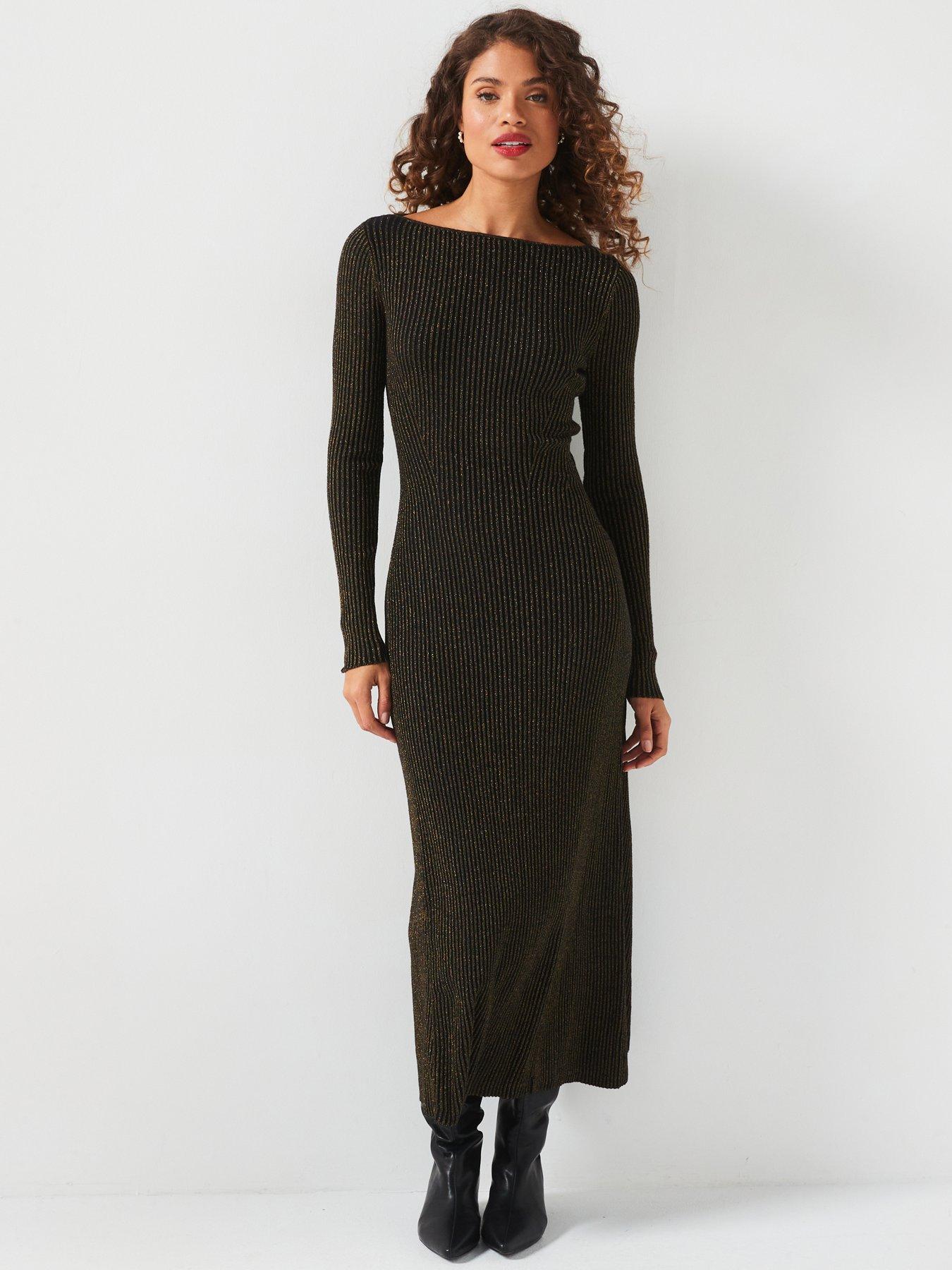 v-by-very-long-sleeve-knitted-lurex-midaxi-dress-goldfront