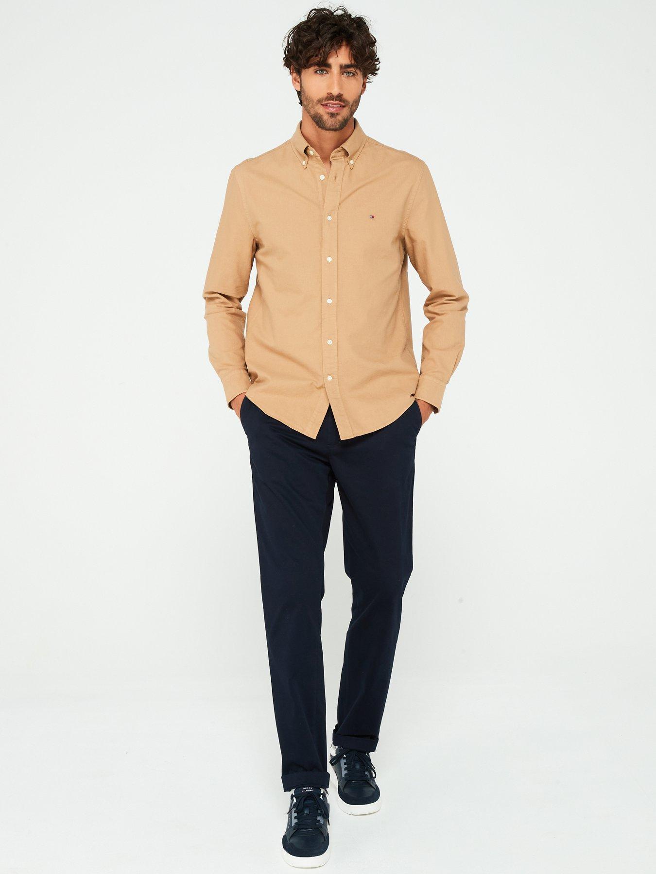 tommy-hilfiger-tommy-hilfiger-regular-fit-garmnet-dyed-oxford-shirt-light-brownback