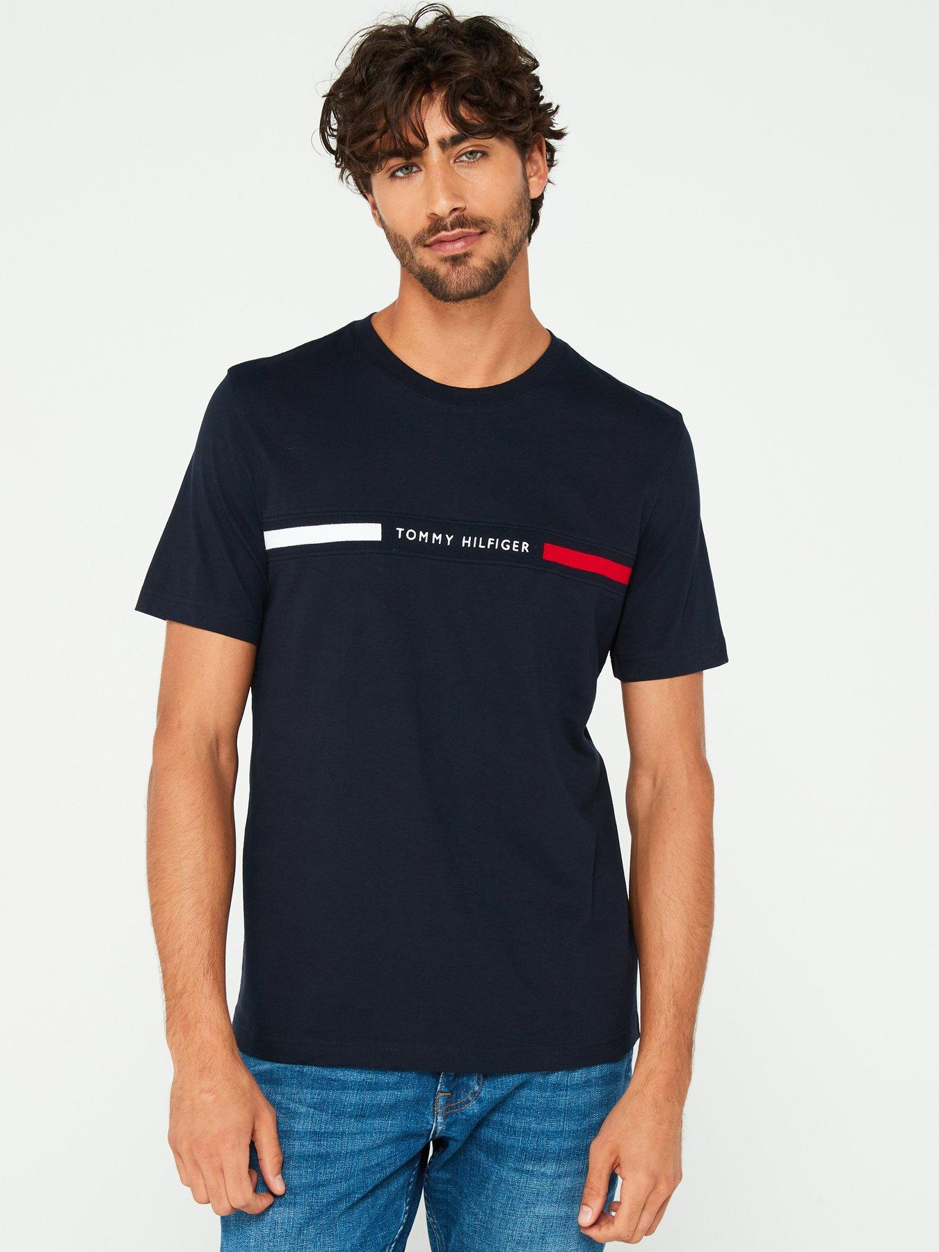 Tommy Hilfiger Embroidered Chest Flag Stripe T-Shirt - Navy