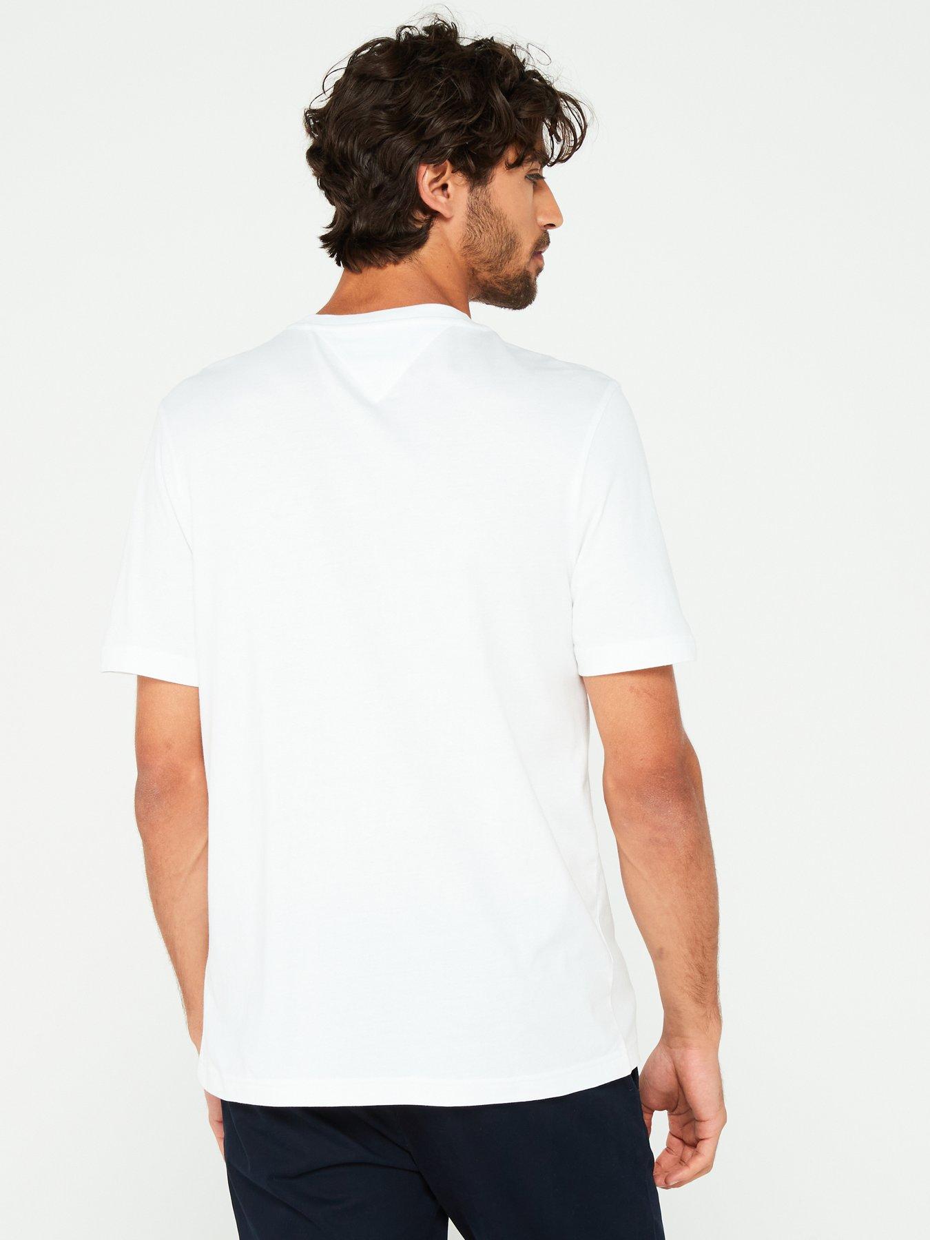 Image 2 of 4 of Tommy Hilfiger Embroided Chest Flag Stripe T-shirt - White