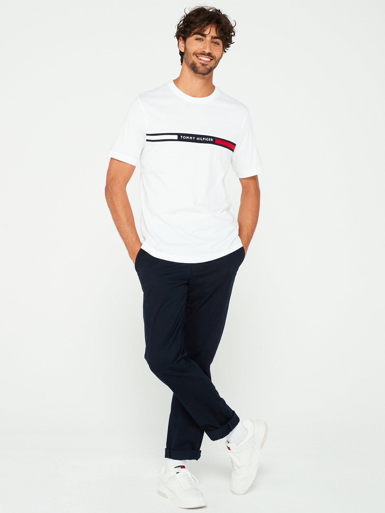 Image 3 of 4 of Tommy Hilfiger Embroided Chest Flag Stripe T-shirt - White