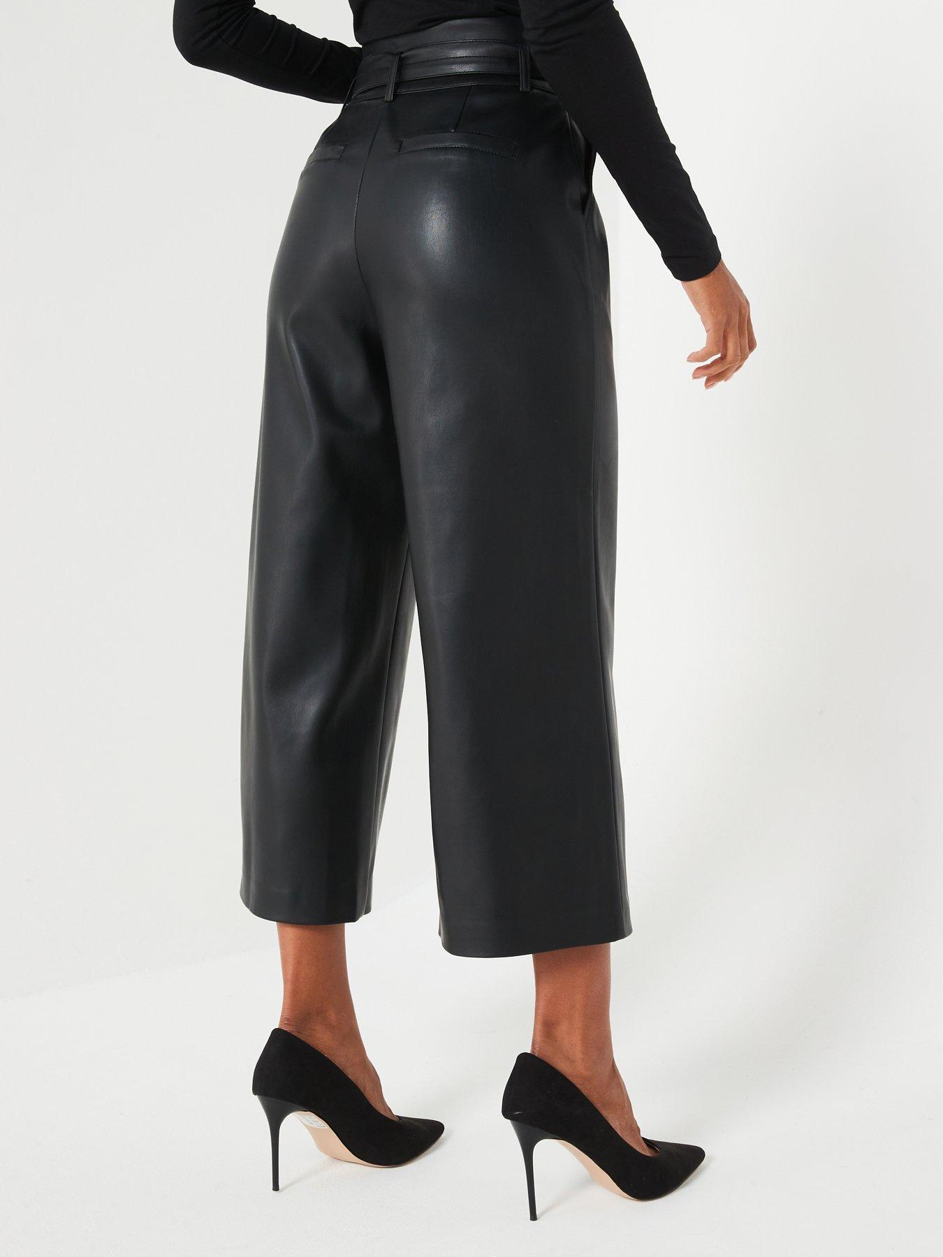 v-by-very-faux-leather-paperbag-wide-leg-crop-trousers-blackstillFront