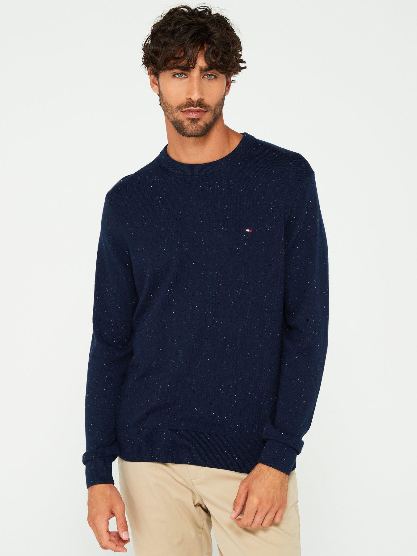 tommy-hilfiger-pima-cotton-cashmere-blend-flecked-knitted-jumper-navy