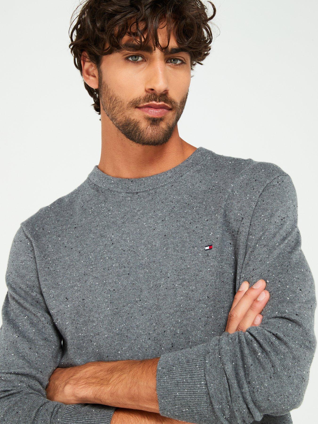 tommy-hilfiger-pimanbspcotton-cashmere-flecked-crew-neck-knitted-jumper-greyoutfit