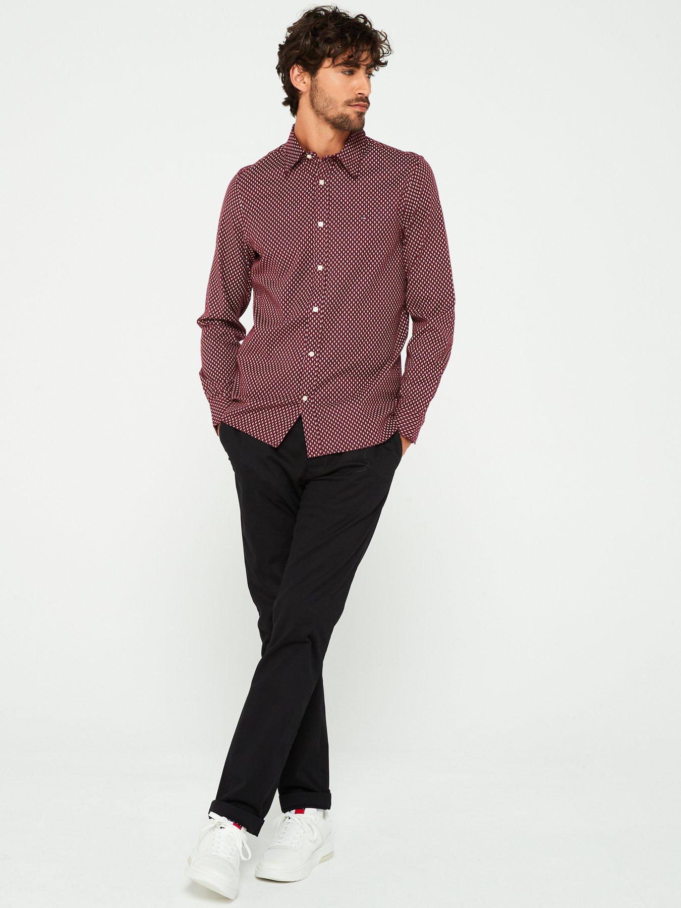 tommy-hilfiger-tommy-hilfiger-slim-fit-brushed-printed-shirt-dark-redback