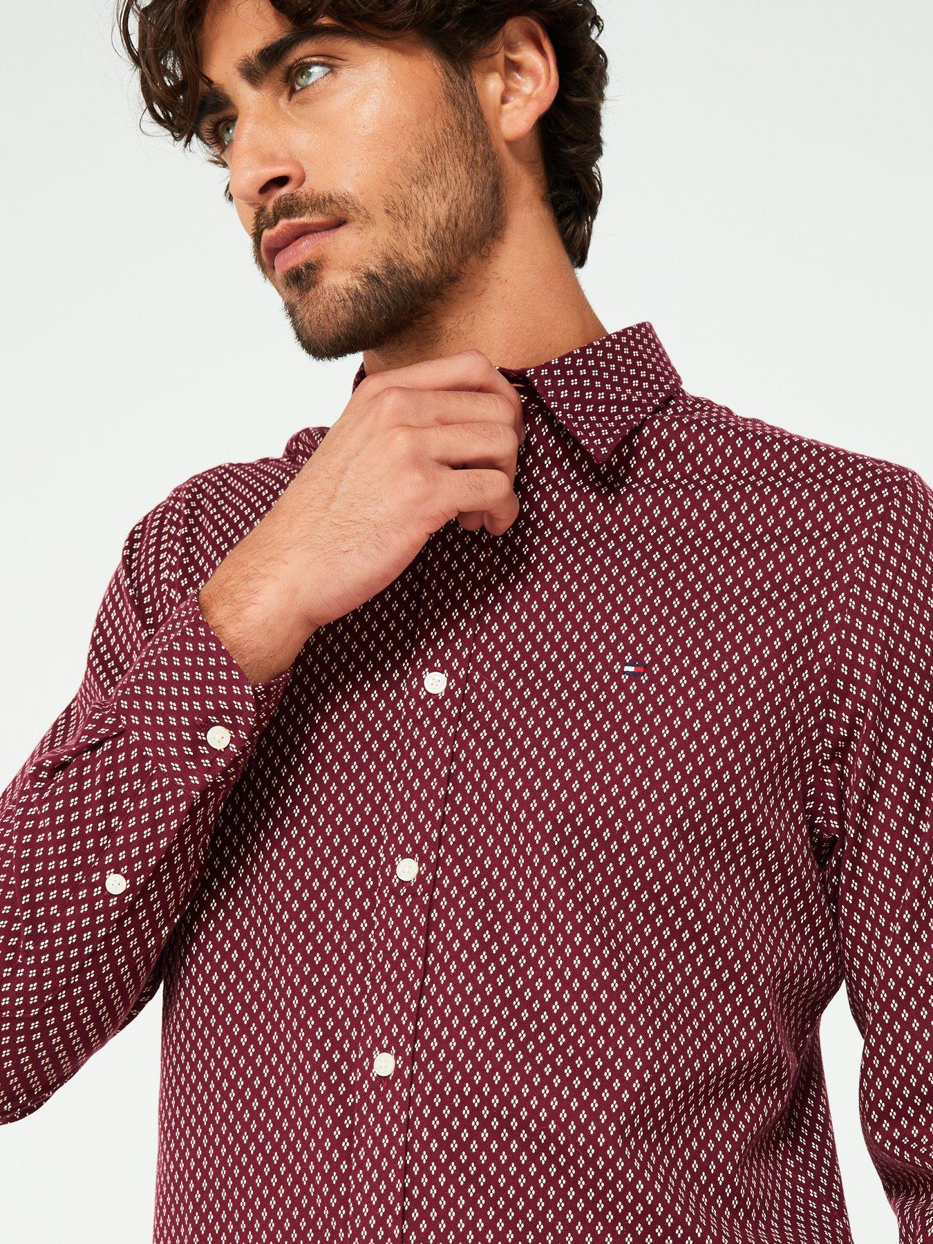 tommy-hilfiger-tommy-hilfiger-slim-fit-brushed-printed-shirt-dark-redoutfit