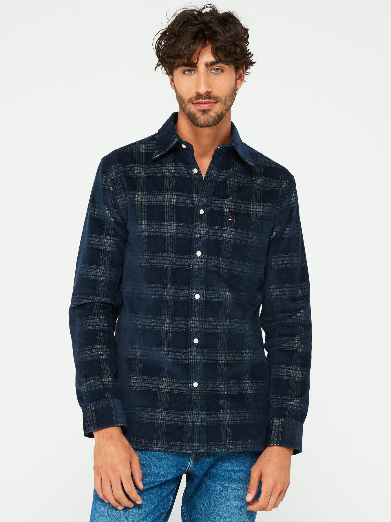 tommy-hilfiger-tommy-hilfiger-regular-fit-corduroy-check-shirt-navy