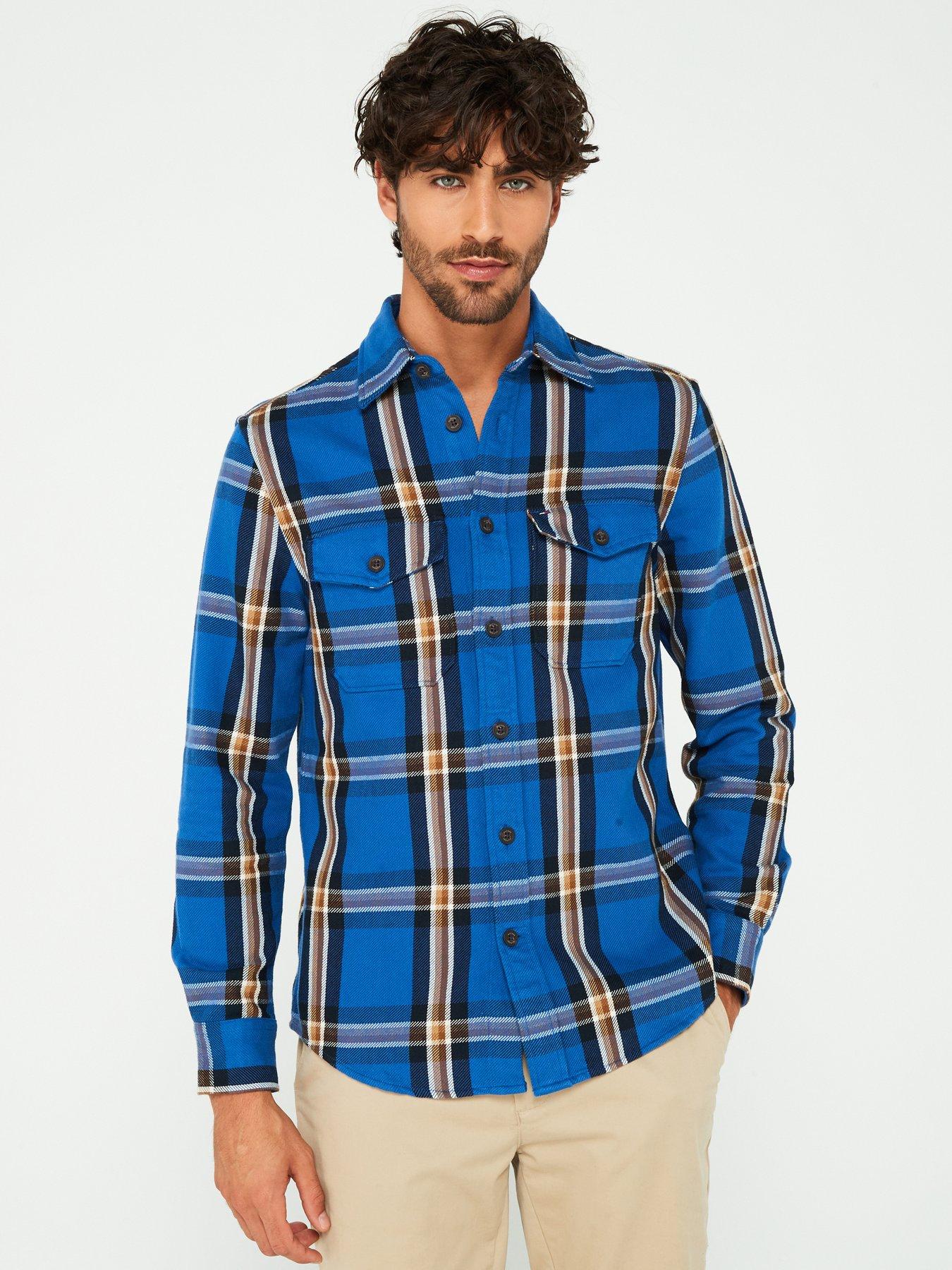 tommy-hilfiger-tommy-hilfiger-regular-fit-heavy-brushed-check-shirt-blue