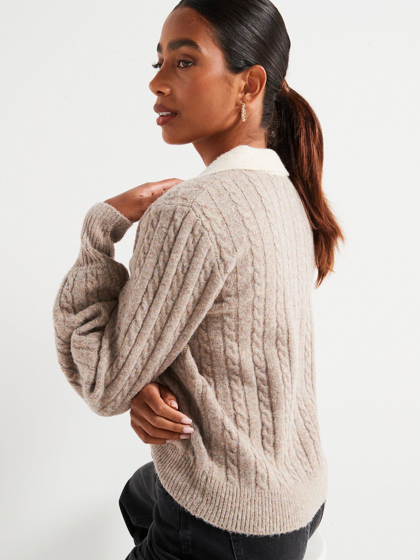 v-by-very-cable-knit-contrast-collared-jumper-with-woolnbsp-mochastillFront