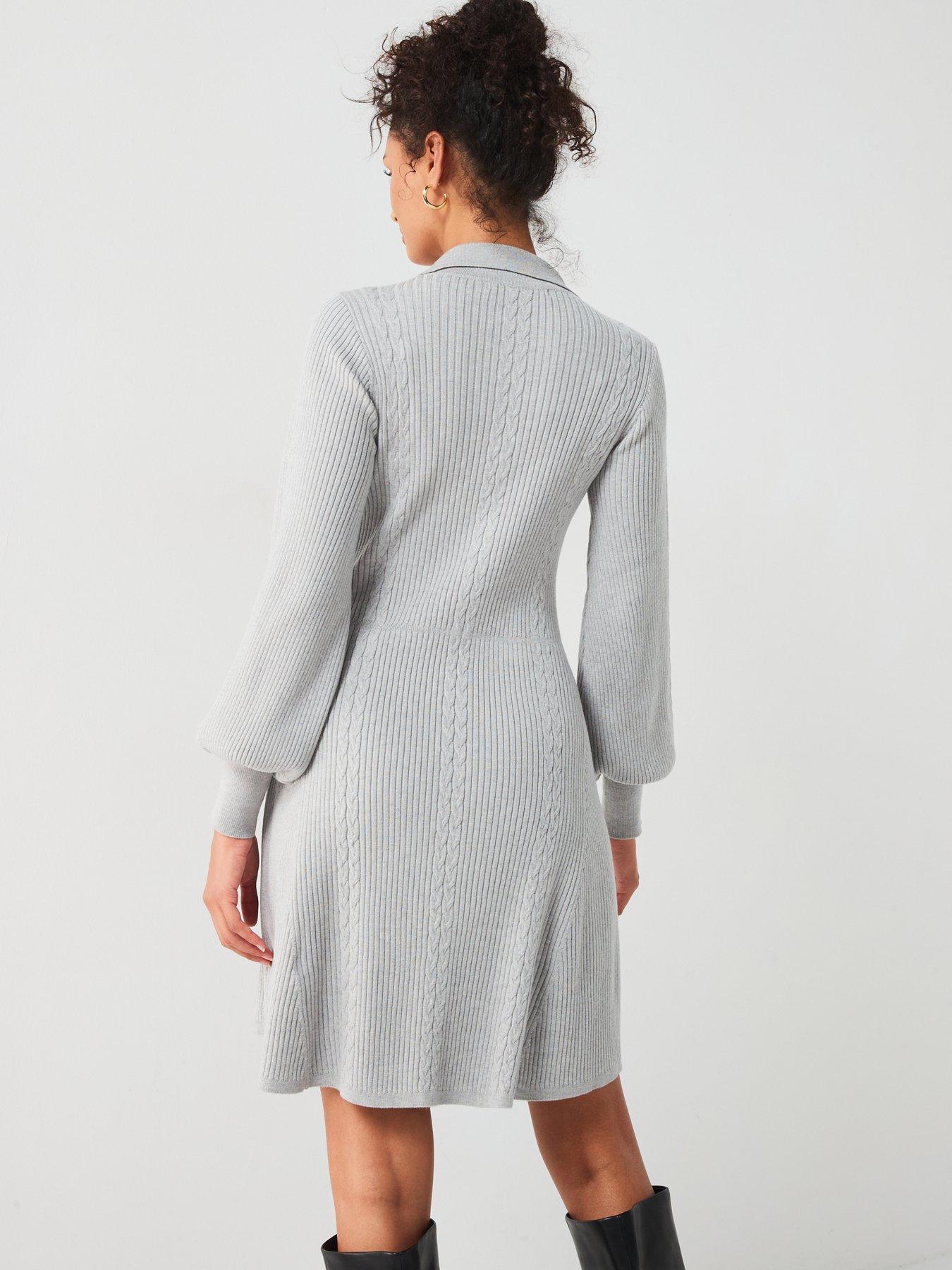 v-by-very-collared-fit-and-flare-mini-dress-with-woolnbsp-light-greystillFront