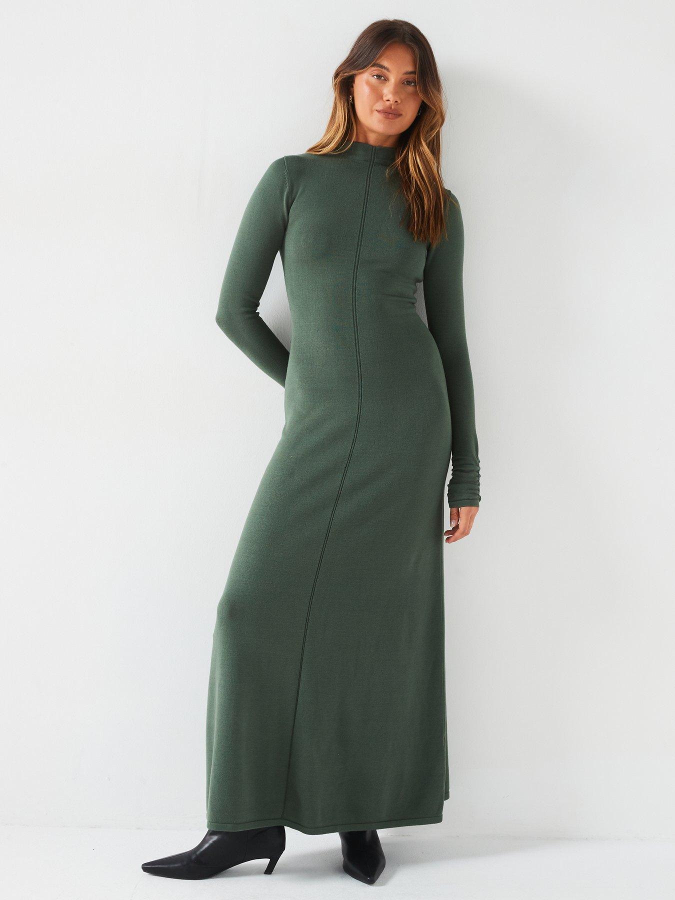 v-by-very-high-neck-seam-detail-knitted-midaxi-dress-greenback