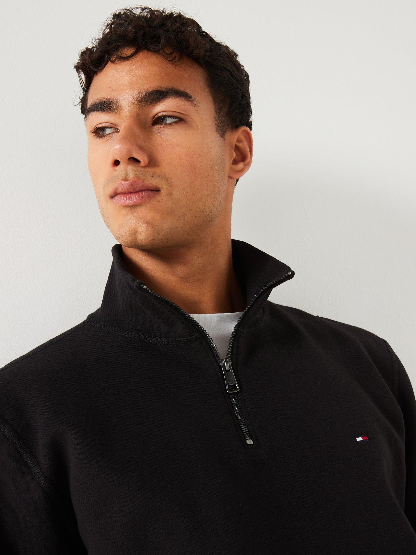 tommy-hilfiger-tommy-hilfiger-essential-fleece-14-zip-sweat-blackoutfit