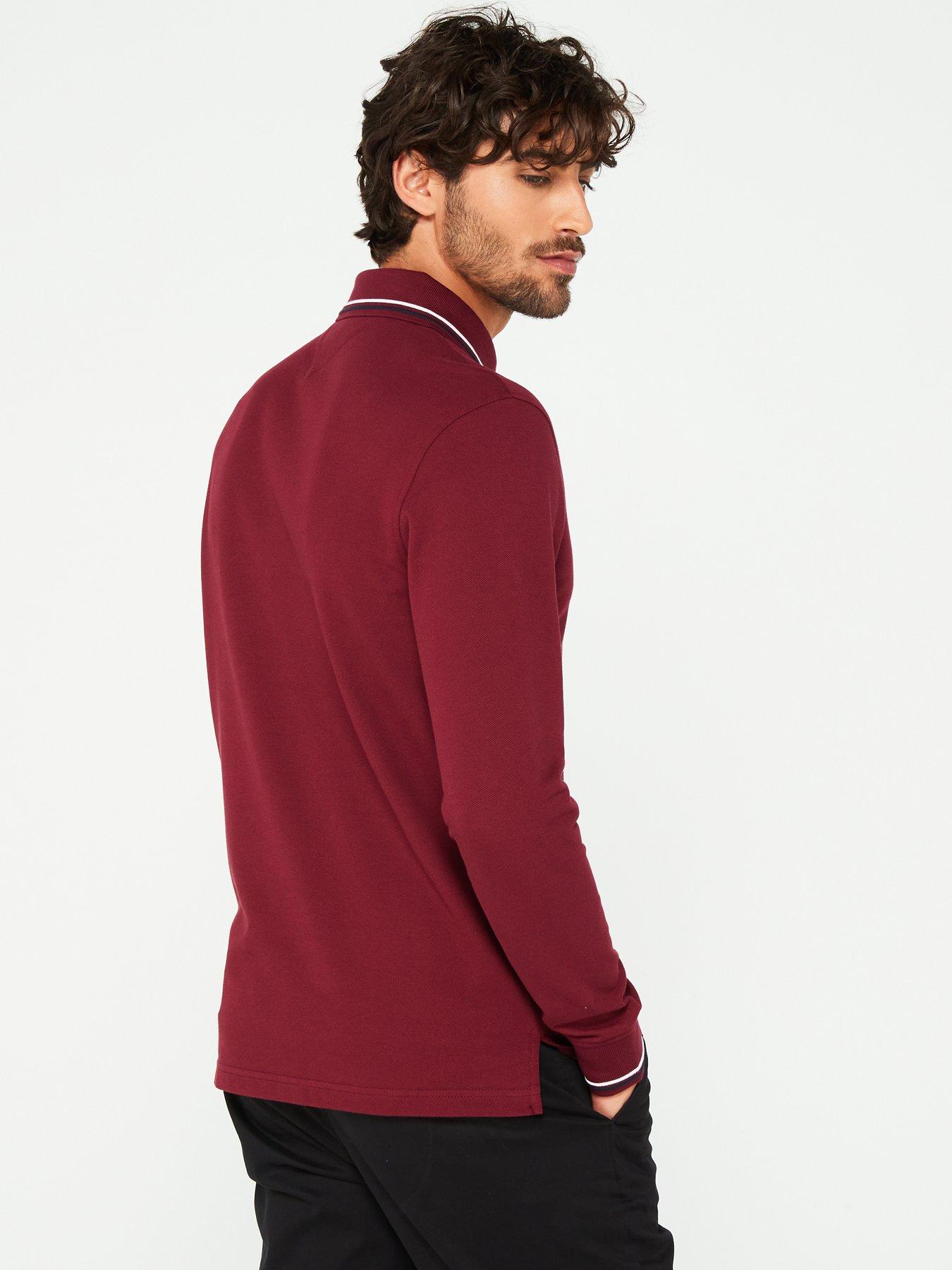 tommy-hilfiger-tommy-hilfiger-long-sleeve-tipped-slim-fit-polo-shirt-dark-redstillFront