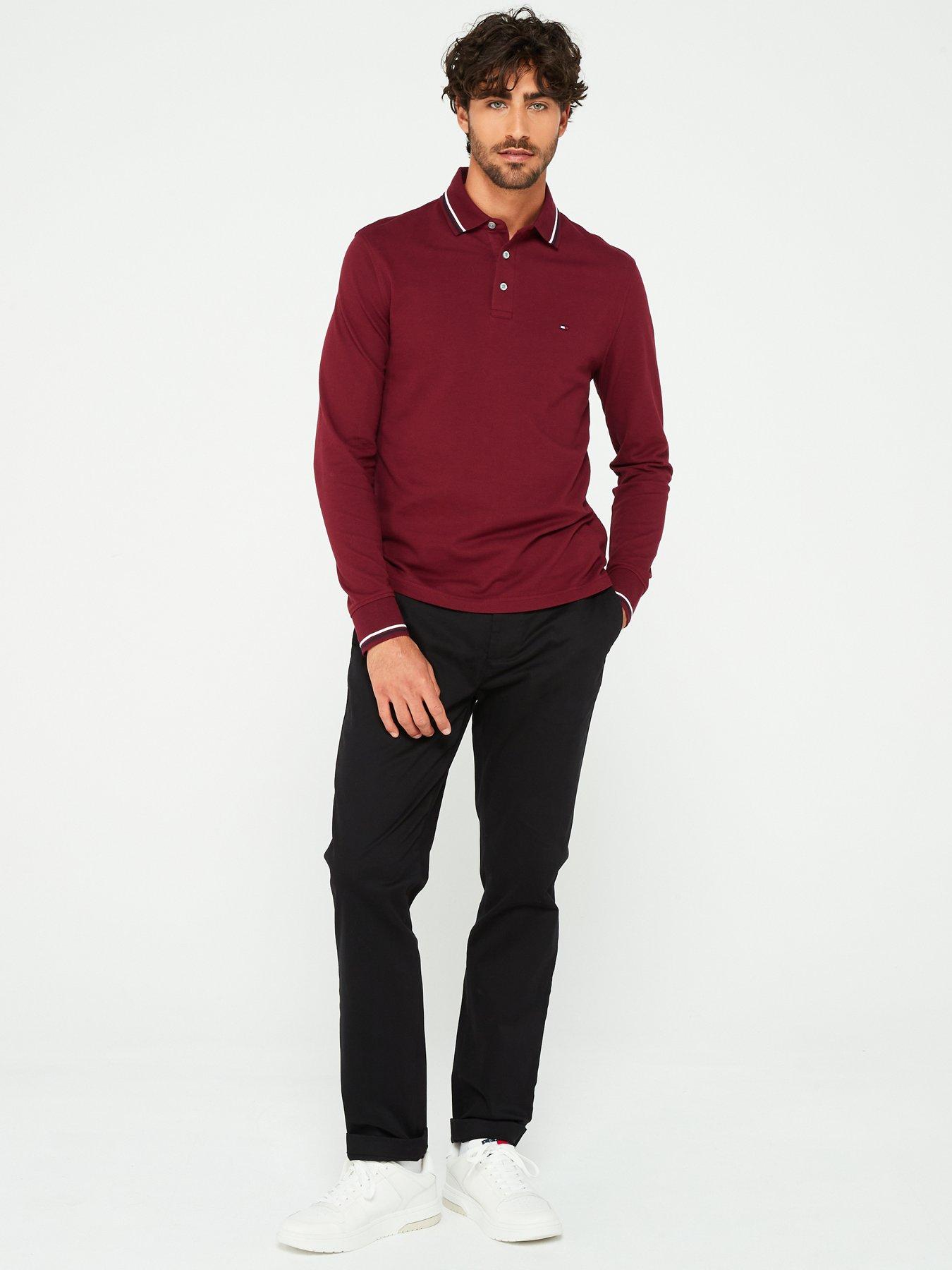 tommy-hilfiger-tommy-hilfiger-long-sleeve-tipped-slim-fit-polo-shirt-dark-redback