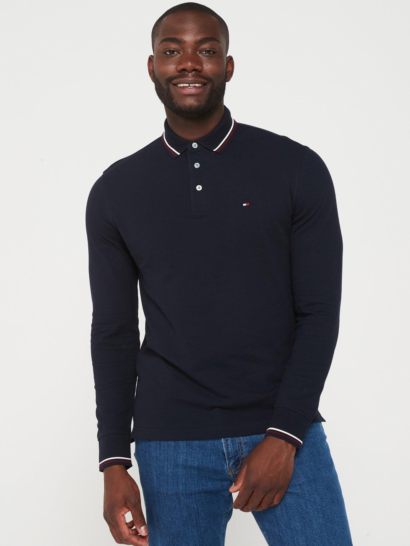 tommy-hilfiger-tommy-hilfiger-long-sleeve-tipped-slim-fit-polo-shirt-navy