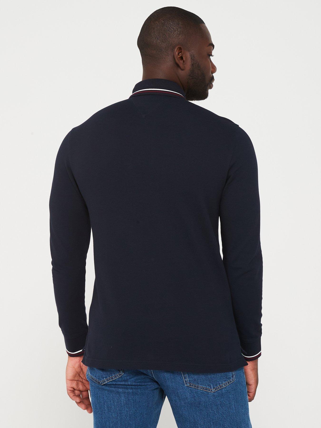 tommy-hilfiger-tommy-hilfiger-long-sleeve-tipped-slim-fit-polo-shirt-navystillFront