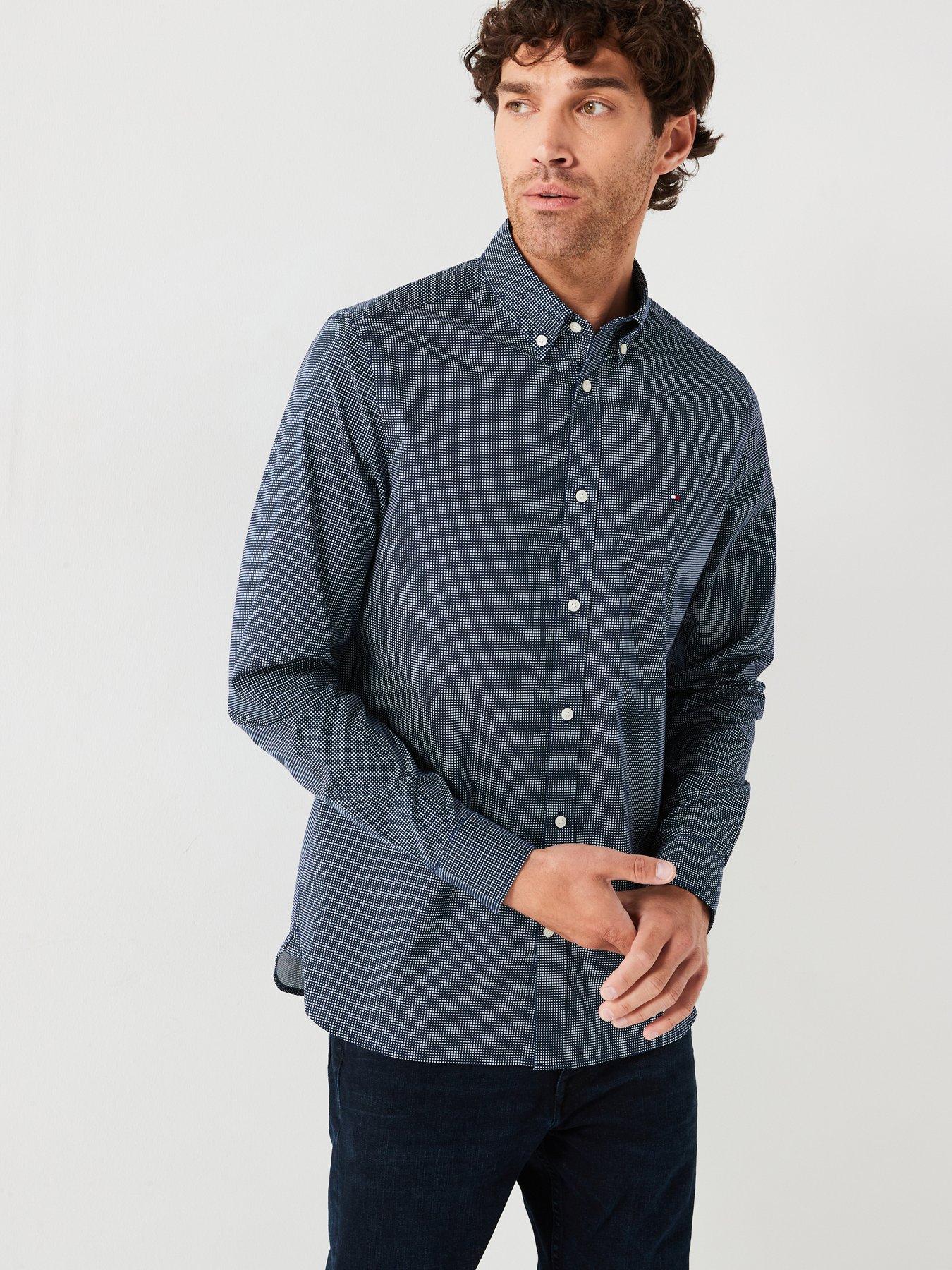 tommy-hilfiger-slim-fit-micro-printed-shirt-navy