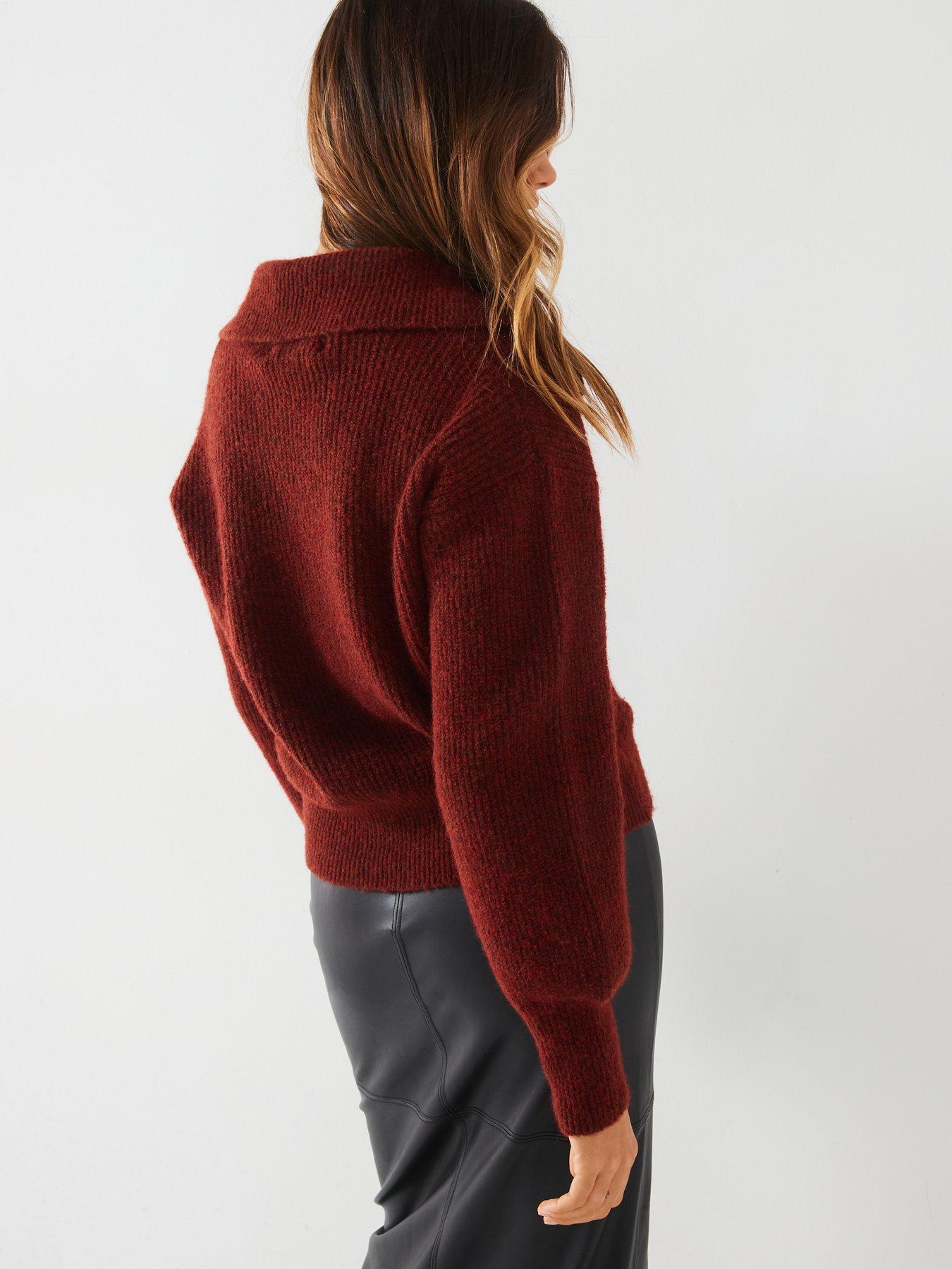 v-by-very-collared-knitted-cardigan-burgundystillFront