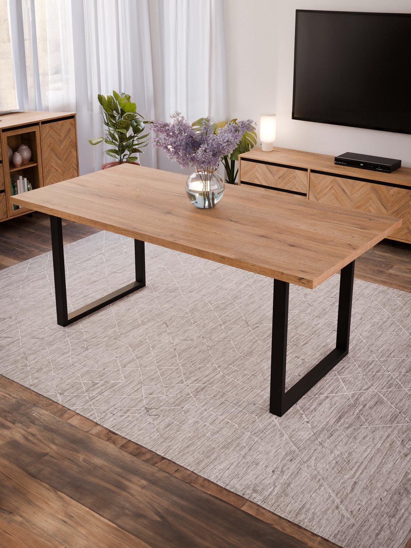 Nikomedes 180 cm Dining Table - Dark Oak/Black Metal