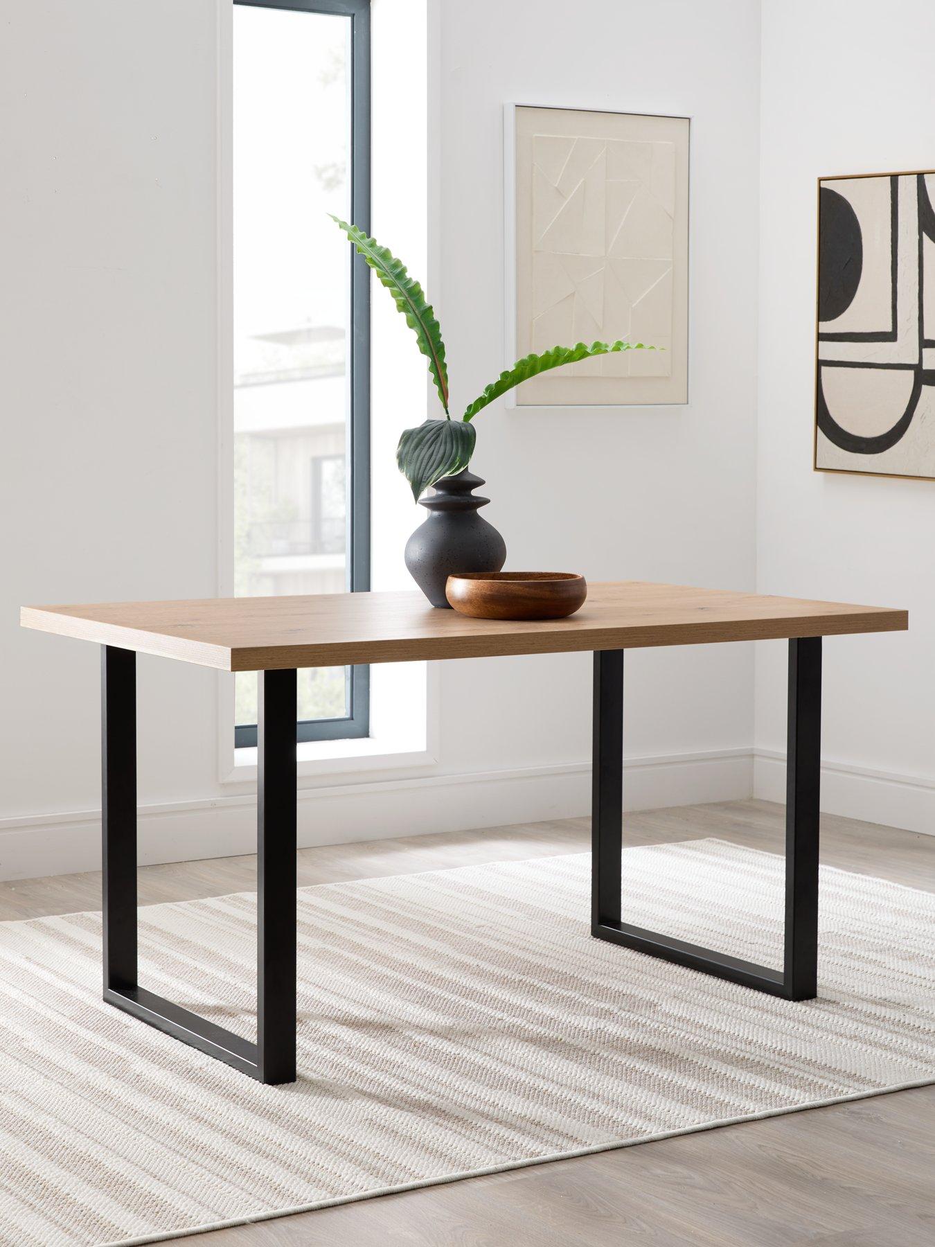 very-home-burton-140-cm-dining-table-oakblackfront