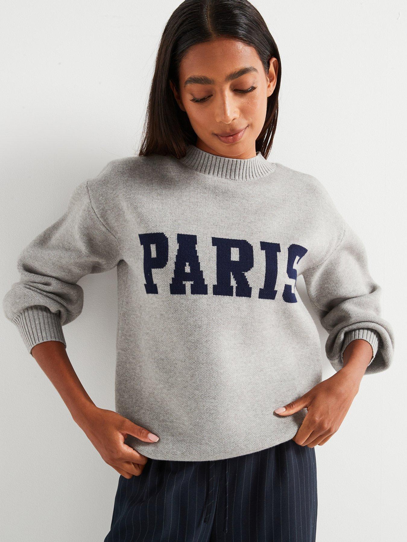 Knitted Jumper Ladies Slogan Jumper V By Very Paris Slogan Knitted
