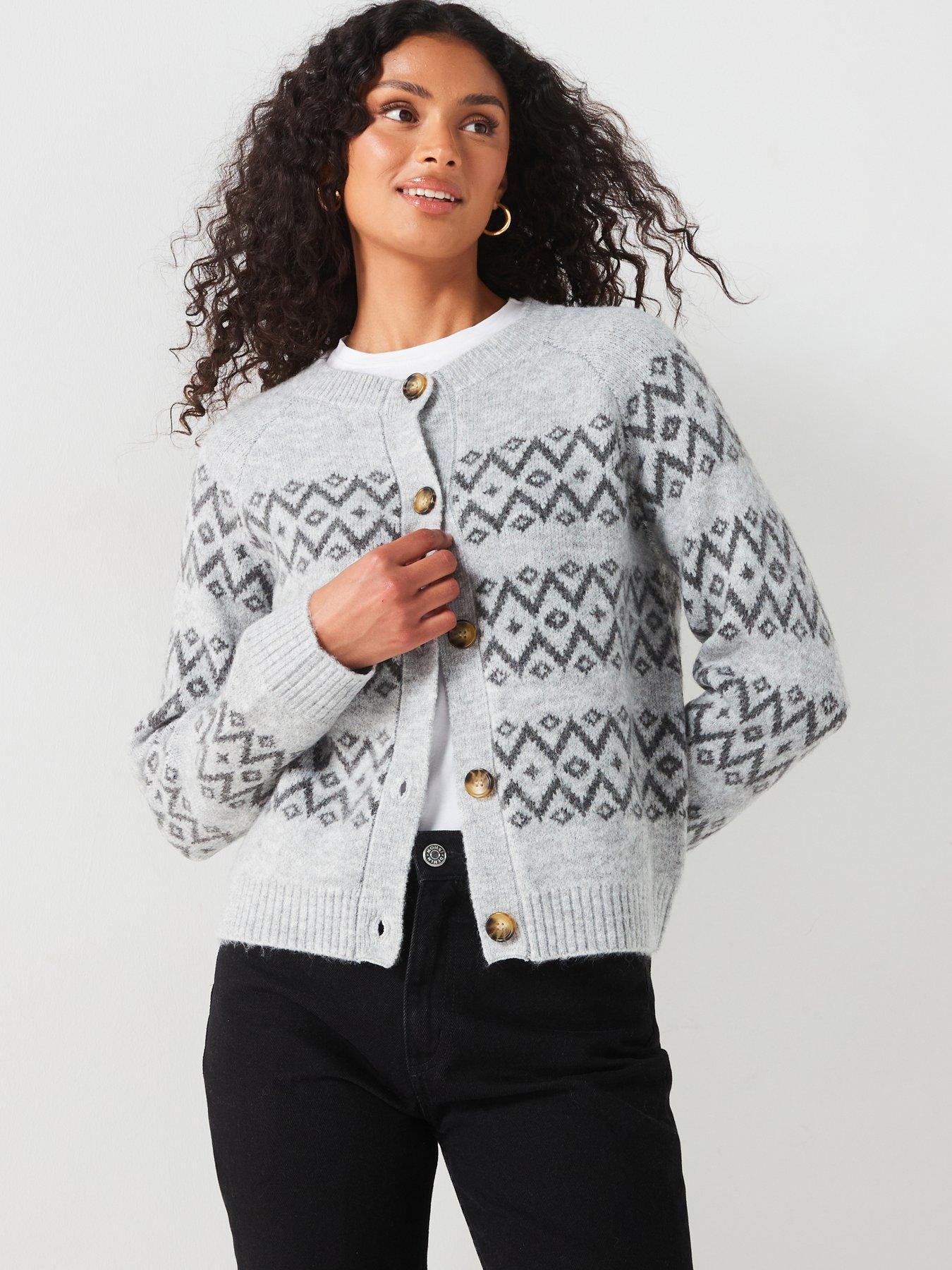 v-by-very-crew-neck-fairisle-cardigan-grey