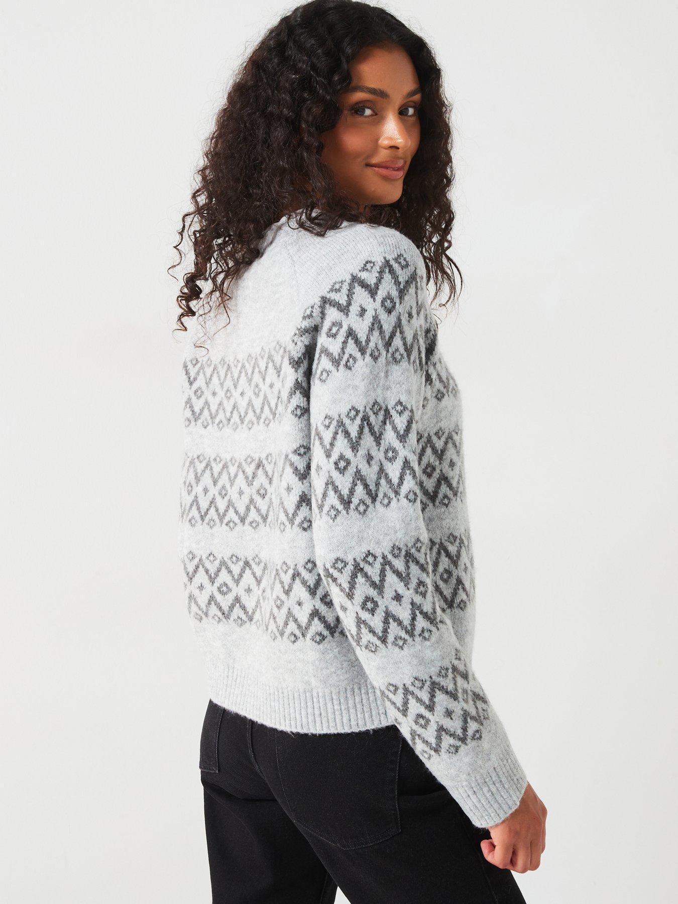 v-by-very-crew-neck-fairisle-cardigan-greystillFront