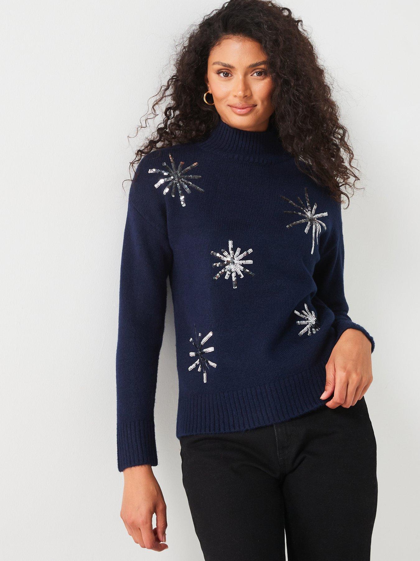 v-by-very-funnel-neck-star-sequin-jumper-navydetail