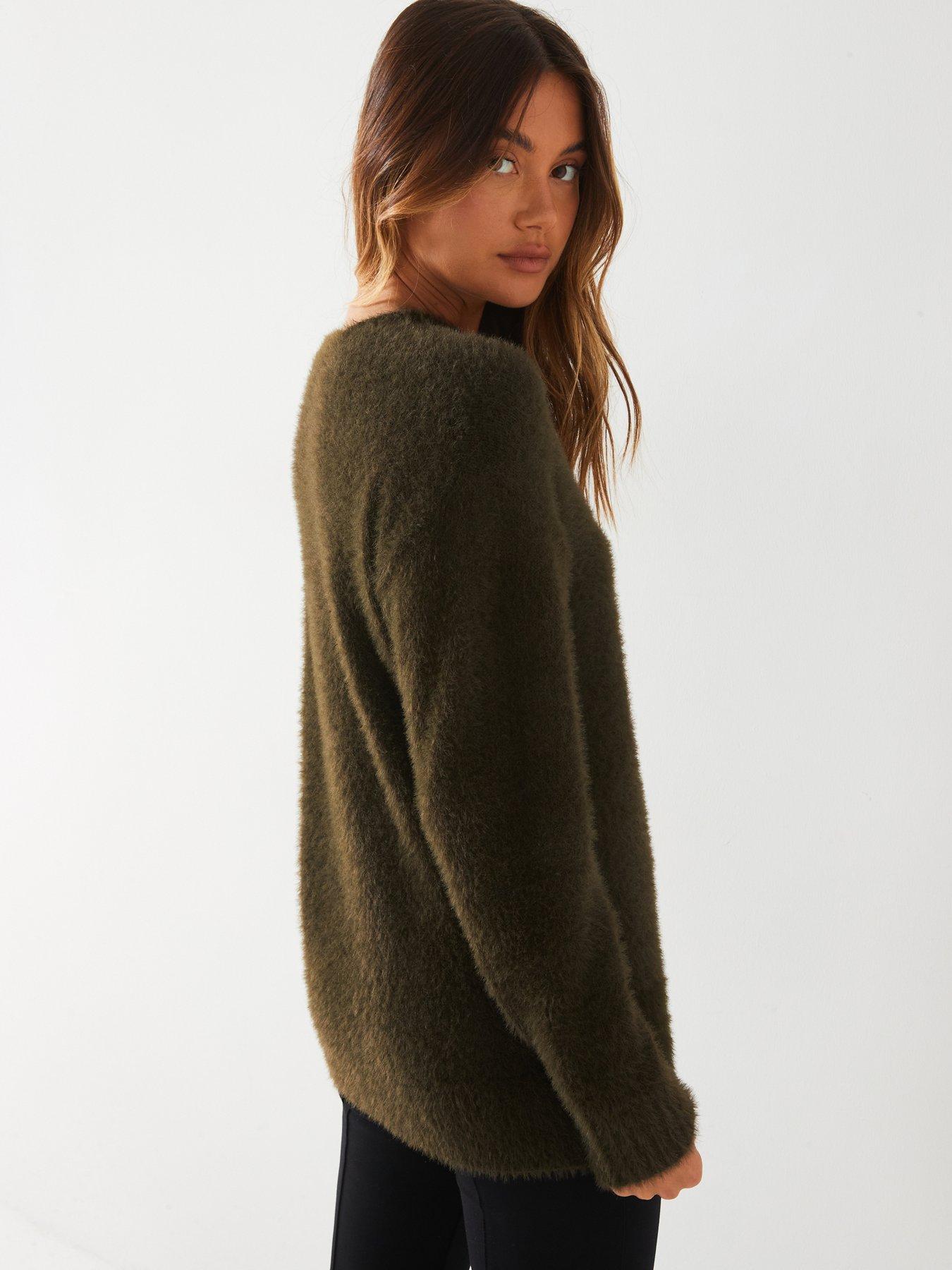 v-by-very-crew-neck-eyelash-yarn-oversized-jumper-khakistillFront