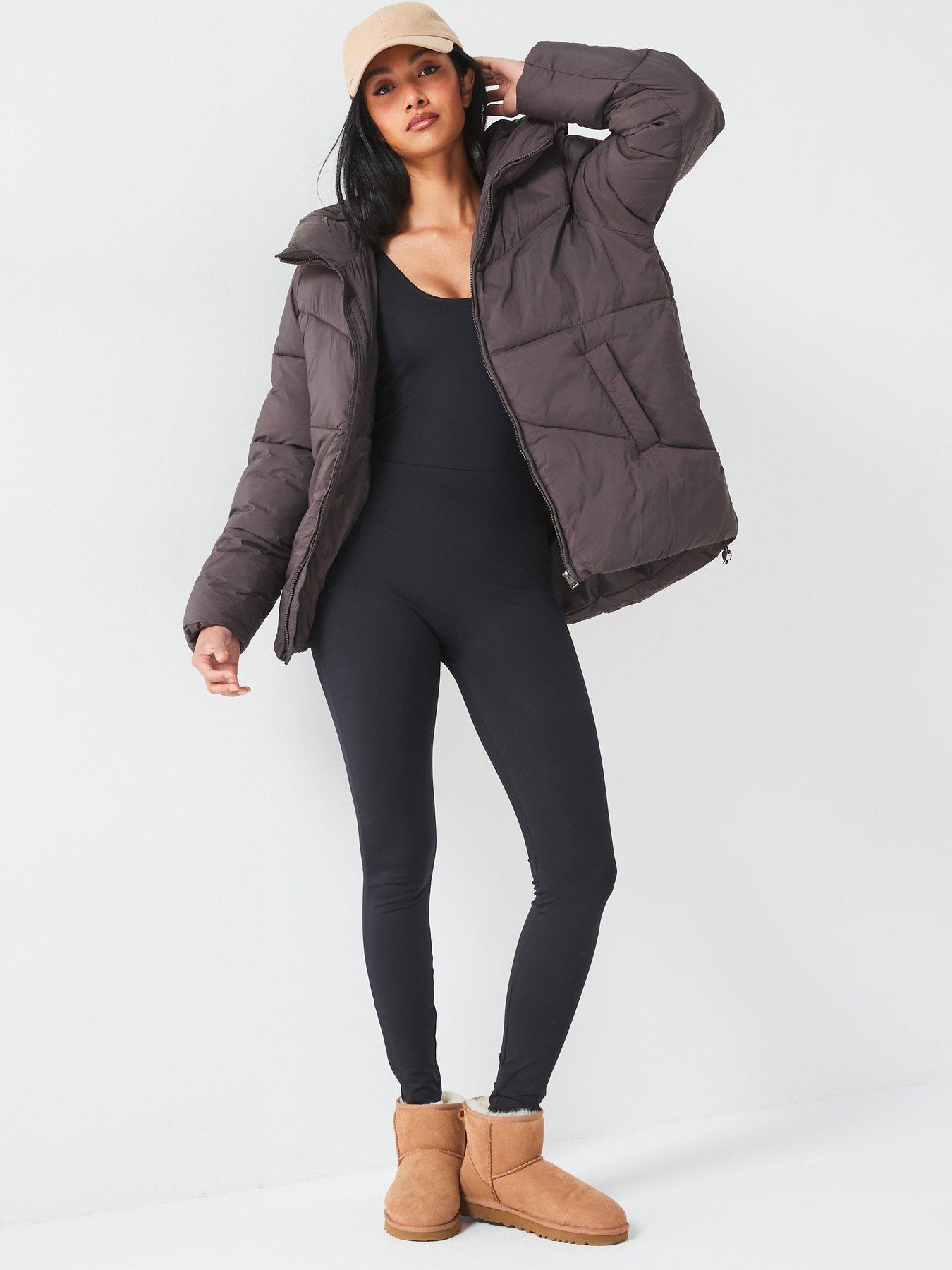 V by Very Short Hooded Padded Jacket Brown Very Ireland