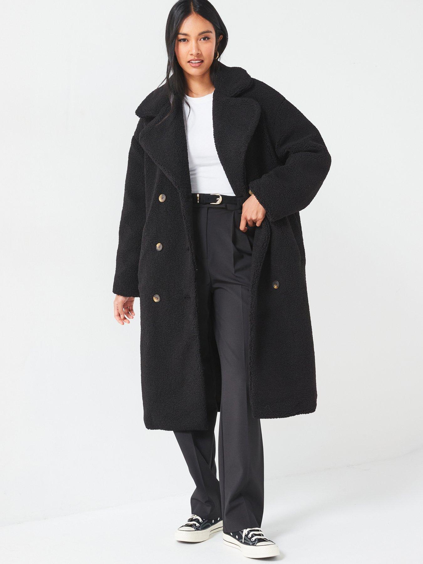 Image of V by Very Longline Borg Coat - Black
