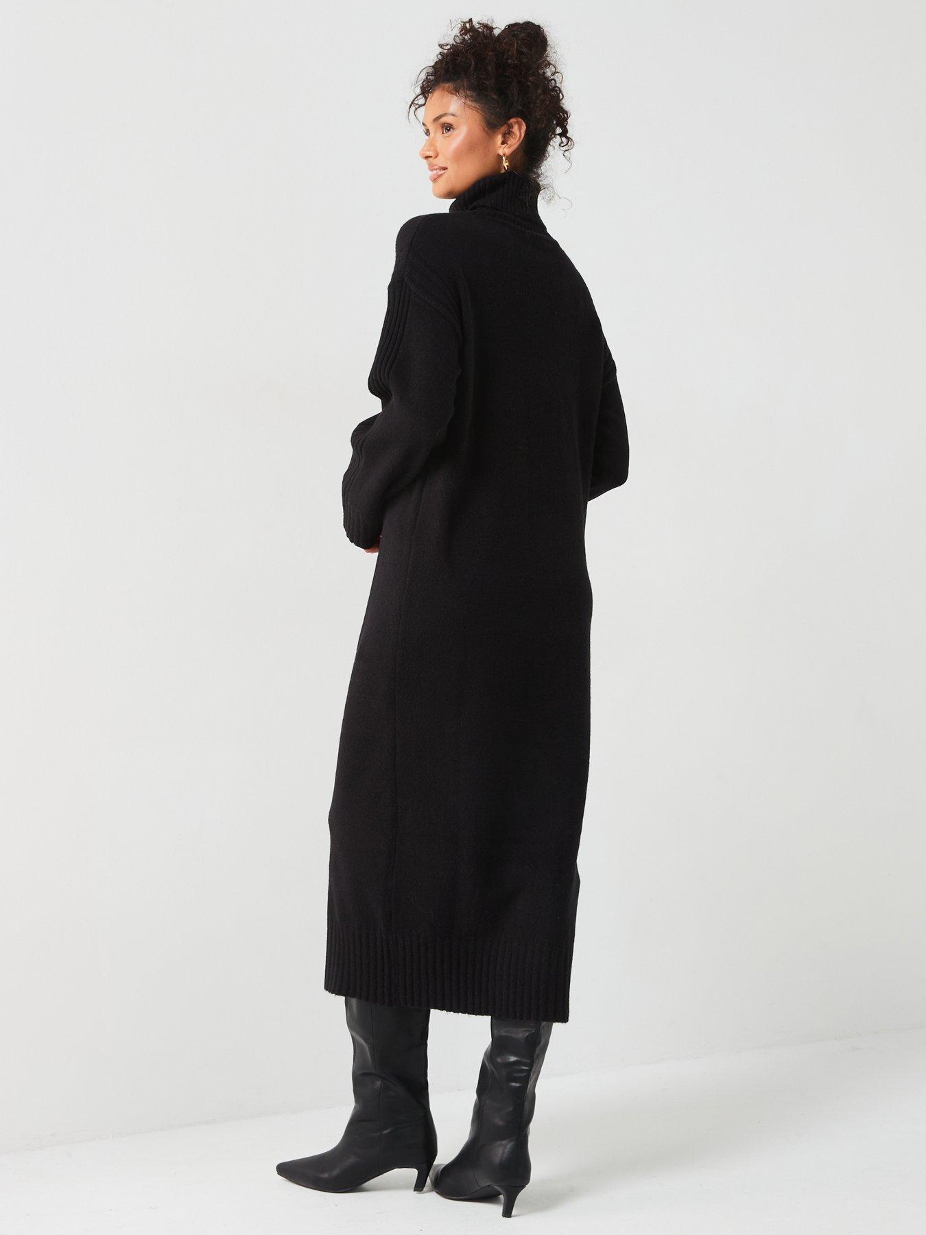 v-by-very-roll-neck-long-sleeve-knitted-midaxi-dress-blackstillFront