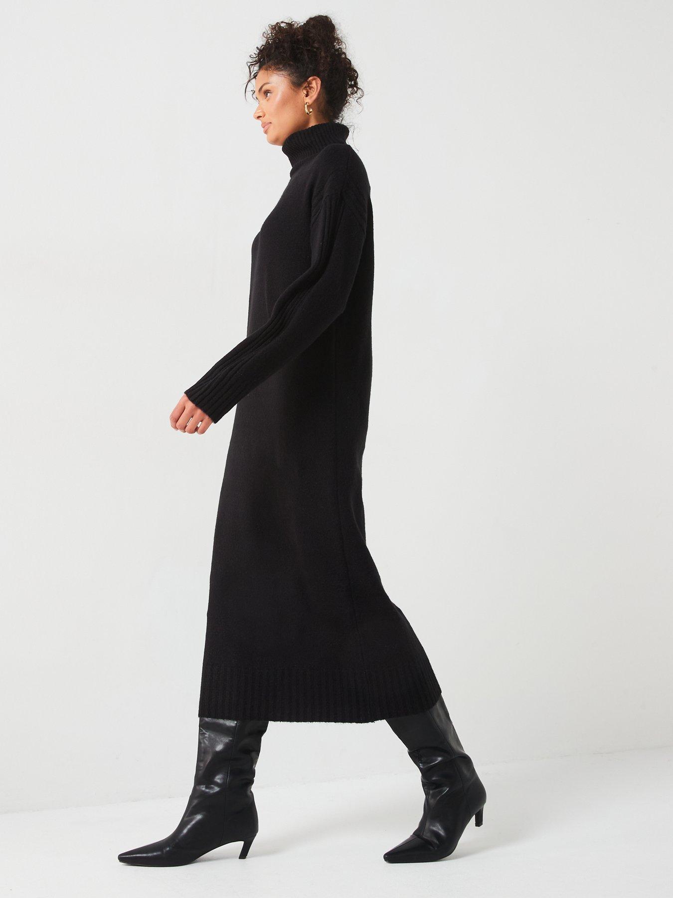 v-by-very-roll-neck-long-sleeve-knitted-midaxi-dress-blackback