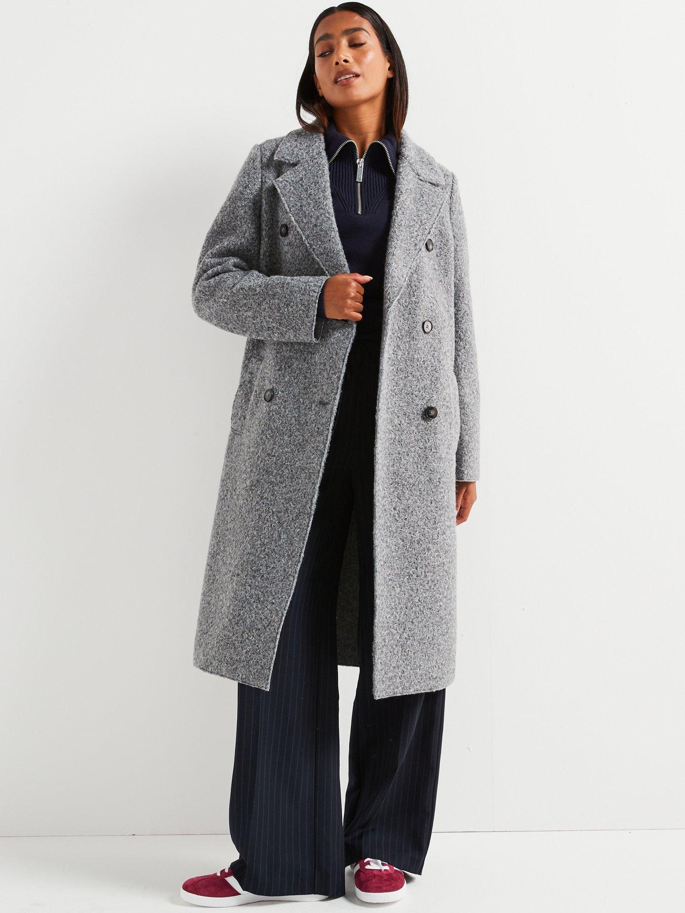 Image of V by Very Textured Double Breasted Coat - Grey