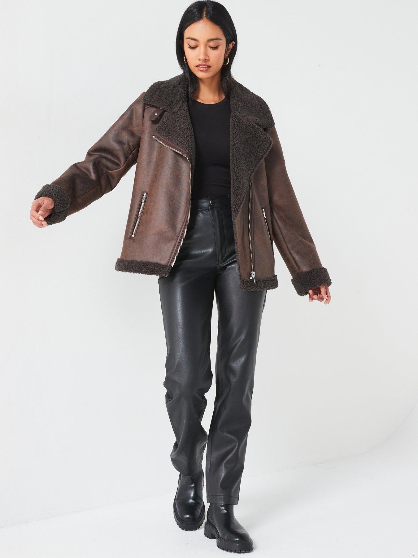 v-by-very-faux-shearling-distressed-aviator-jacket-dark-browndetail