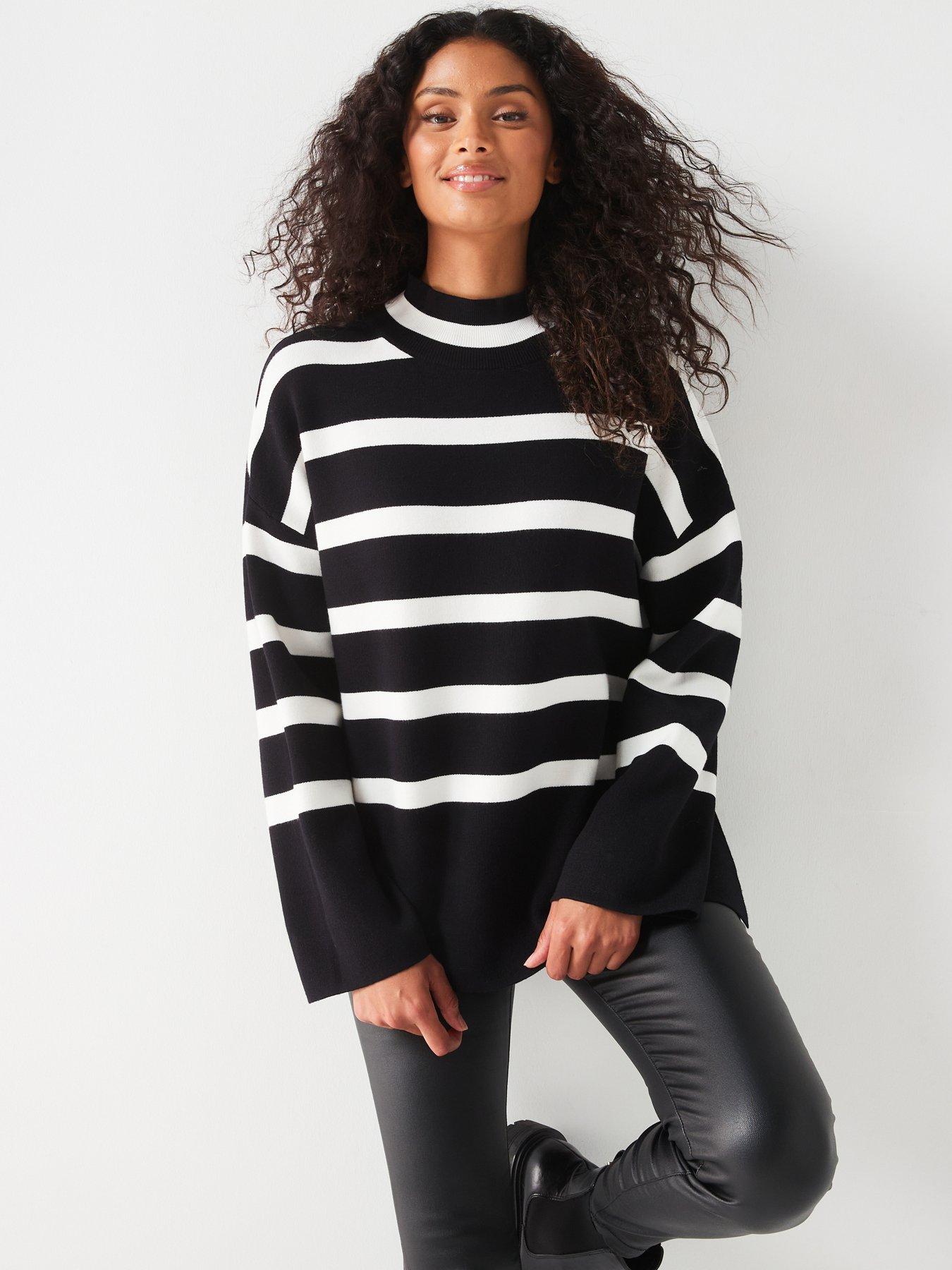 v-by-very-funnel-neck-stripe-compact-yarn-jumper-multi