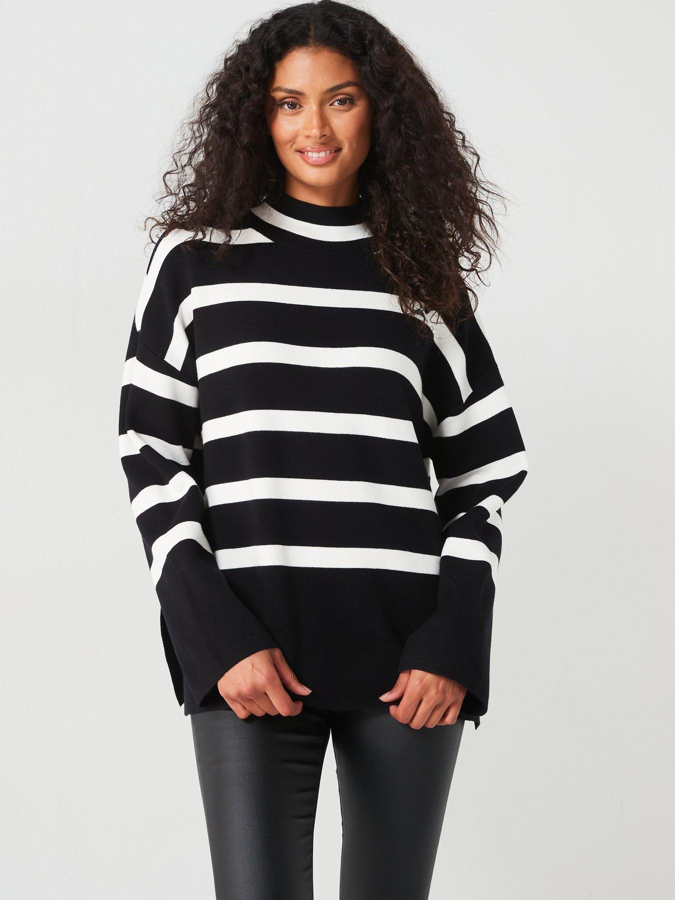 v-by-very-funnel-neck-stripe-compact-yarn-jumper-multioutfit