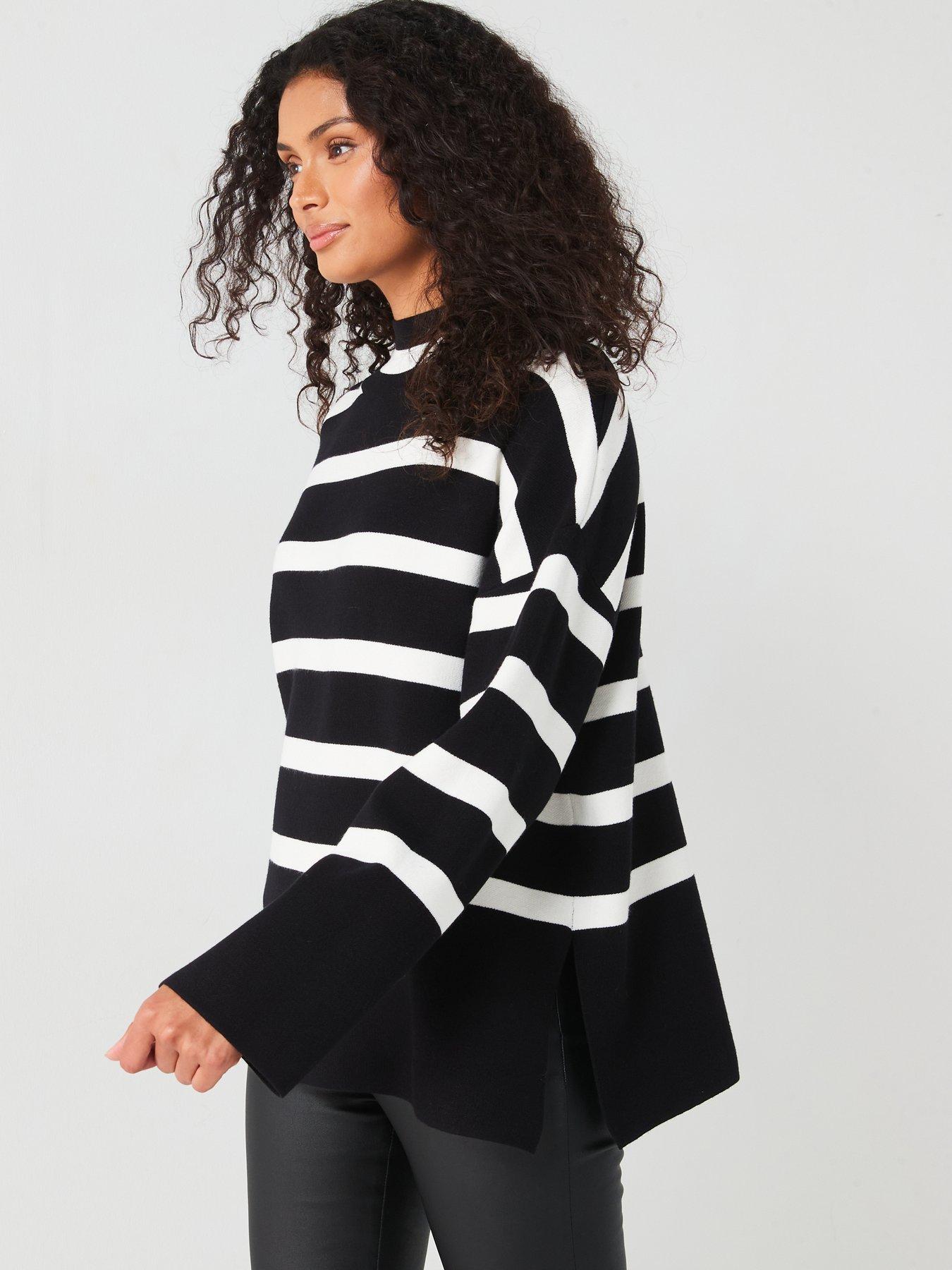 v-by-very-funnel-neck-stripe-compact-yarn-jumper-multidetail