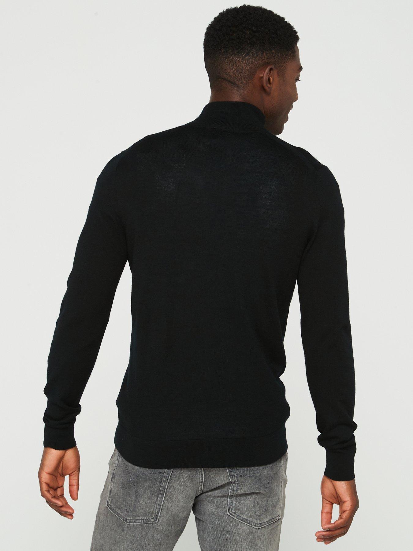 calvin-klein-calvin-klein-merino-quarter-zip-knitted-polo-shirt-blackstillFront