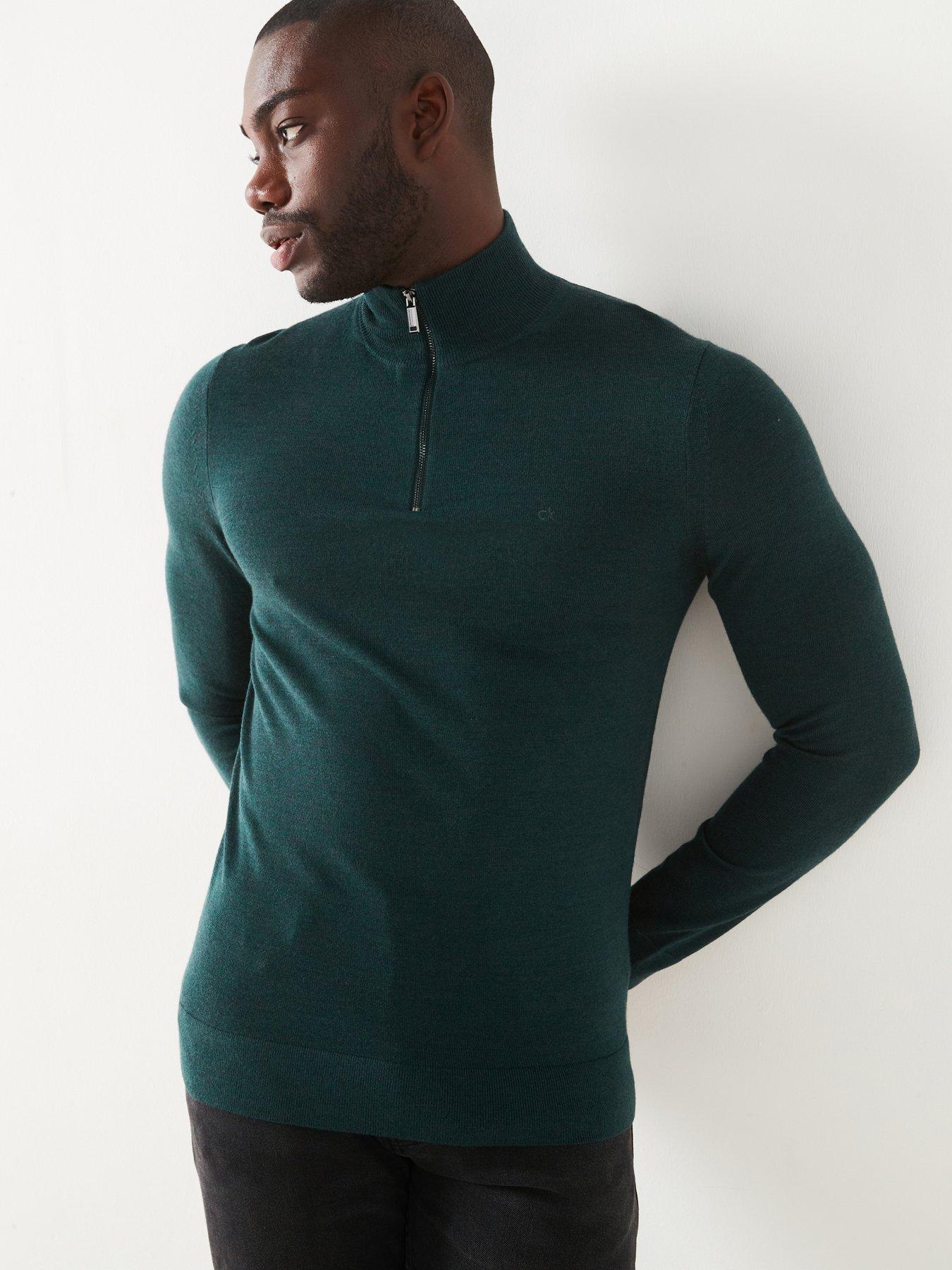 calvin-klein-calvin-klein-merino-quarter-zip-knitted-polo-shirt-dark-green