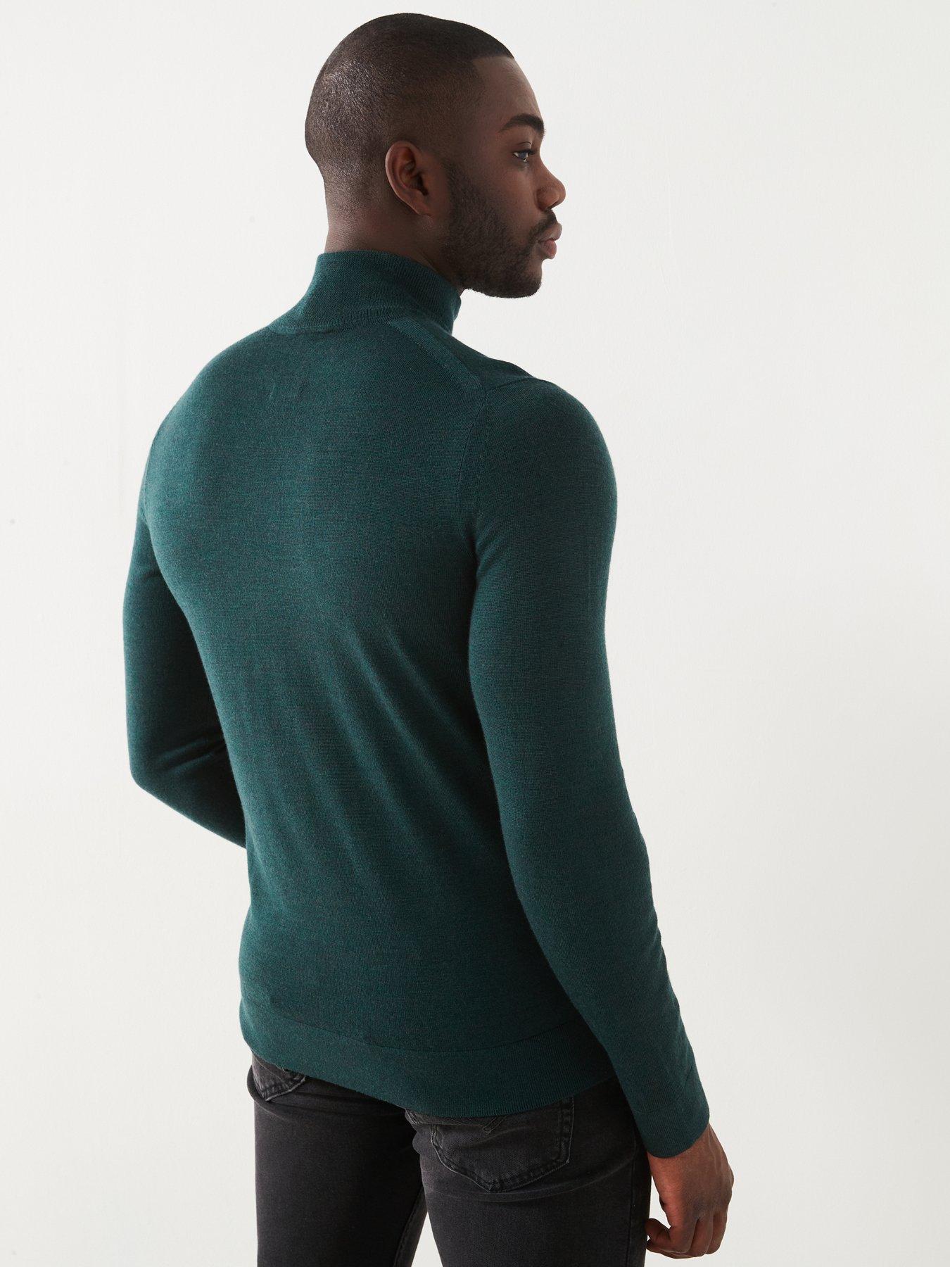 calvin-klein-calvin-klein-merino-quarter-zip-knitted-polo-shirt-dark-greenstillFront